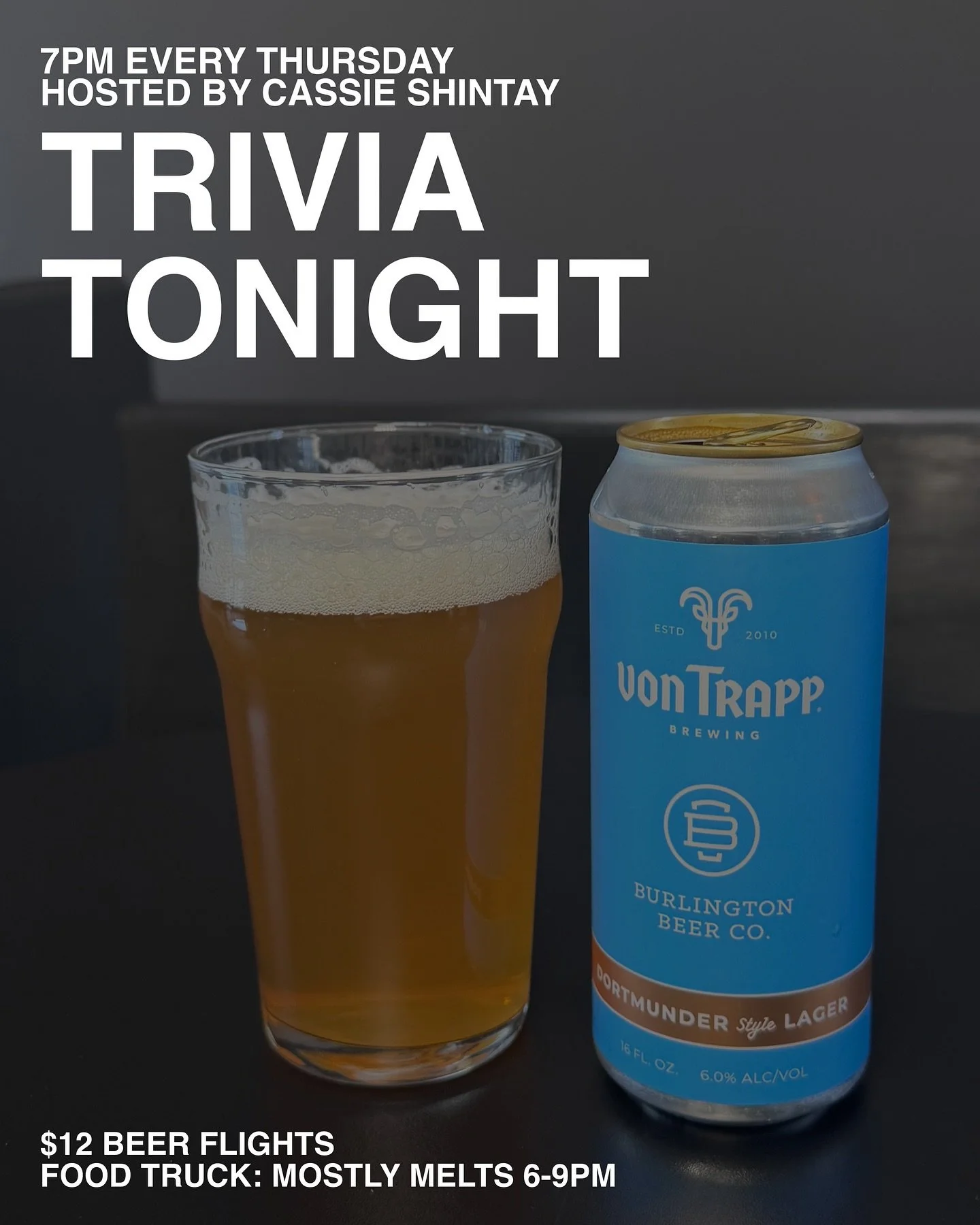See you tonight at 7pm for TRIVIA!
@mostlymeltsnc from 6-9pm 
And mark your calendars for next week, we’re hosting a HALLOWEEN trivia night (costumes encouraged 😎)