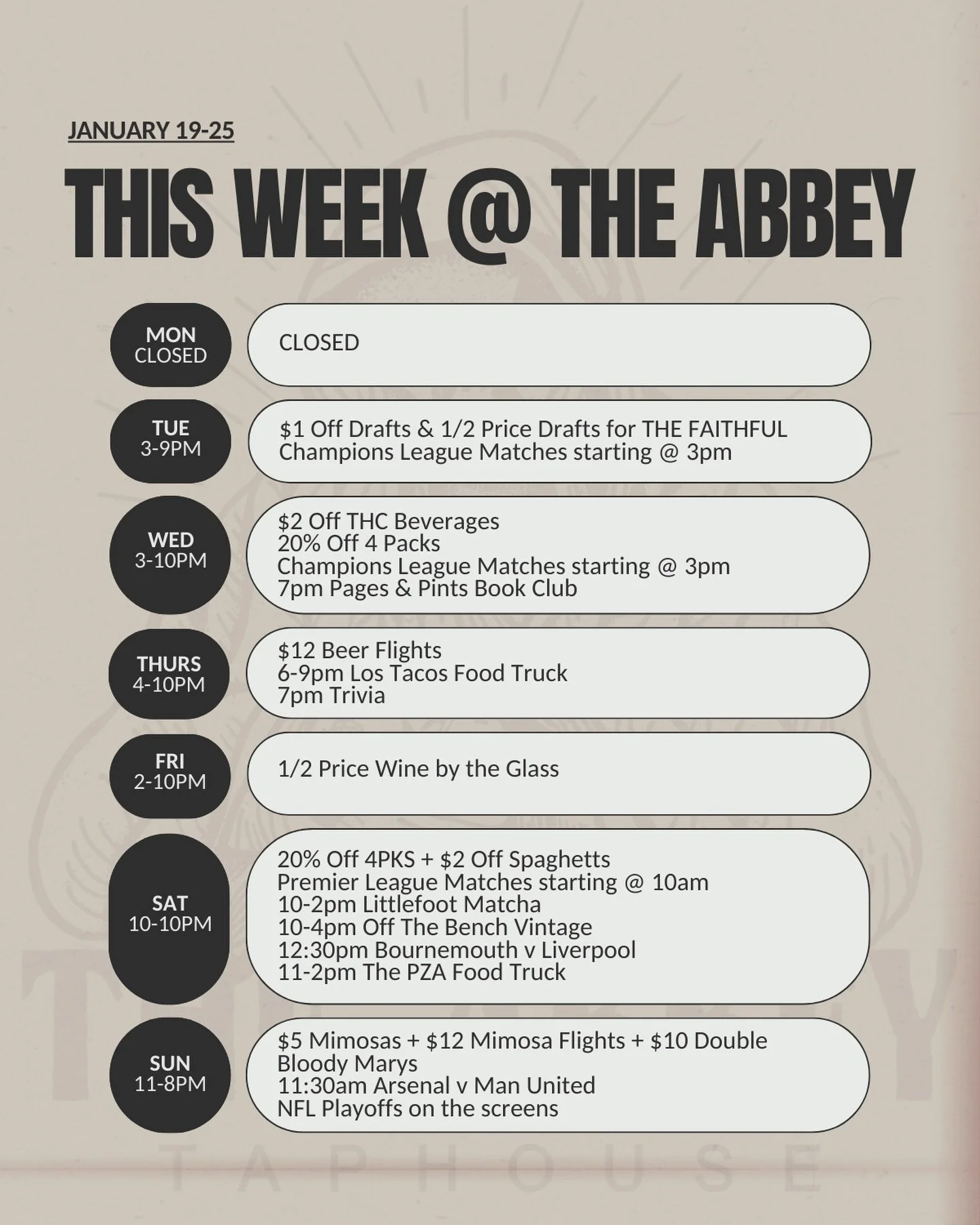 What&rsquo;s on for this week 😎