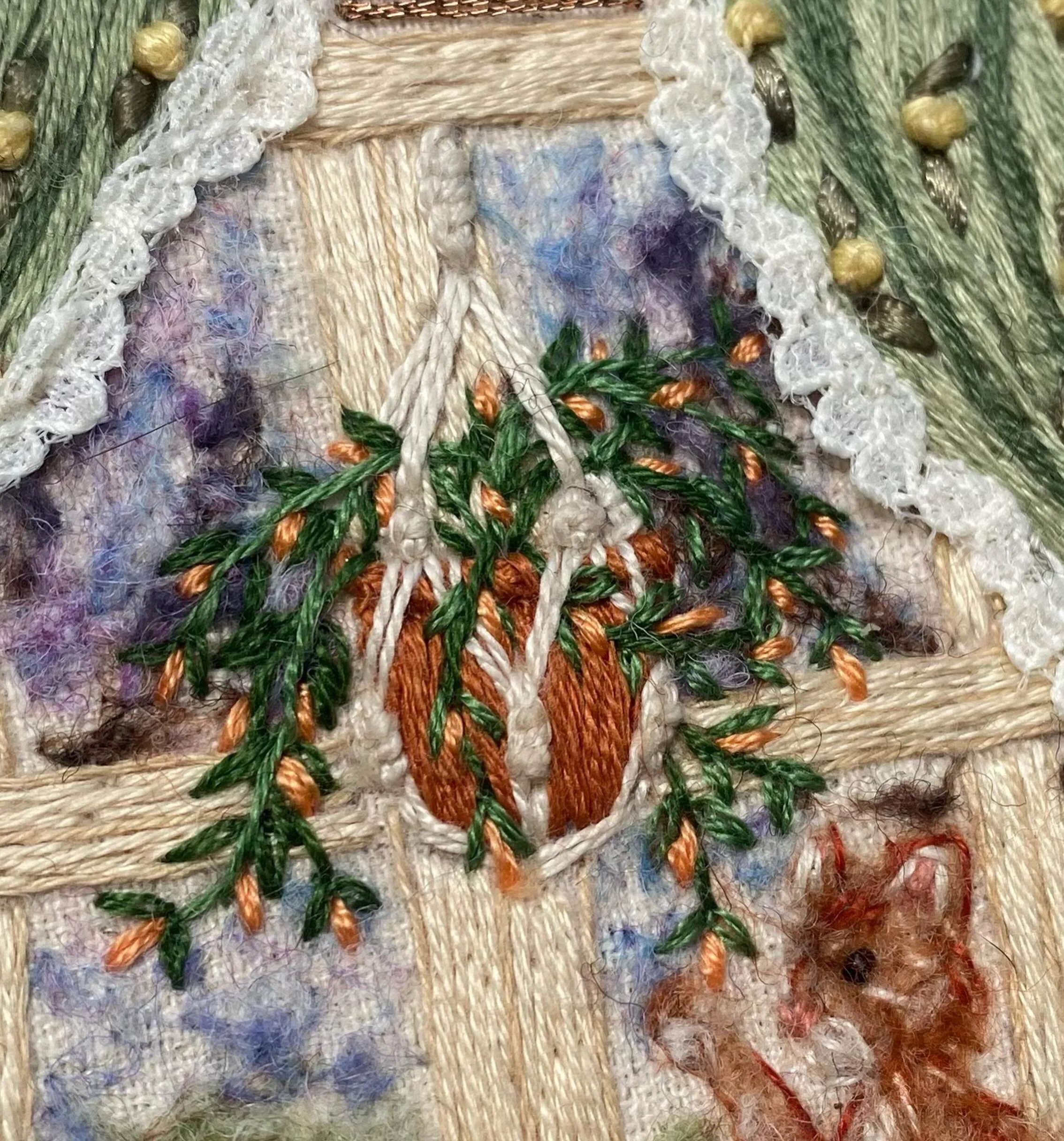 🪡work in progress 🪡 

A few details I&rsquo;ve been working on this week. This piece is definitely my favorite thing I&rsquo;ve ever embroidered! I&rsquo;m having so much fun creating this textile art project. Can&rsquo;t wait to share it with you 