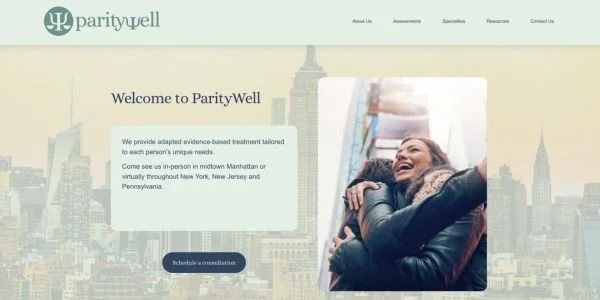 Homepage of ParityWell, a mental health practice offering EMDR therapy in Midtown Manhattan.