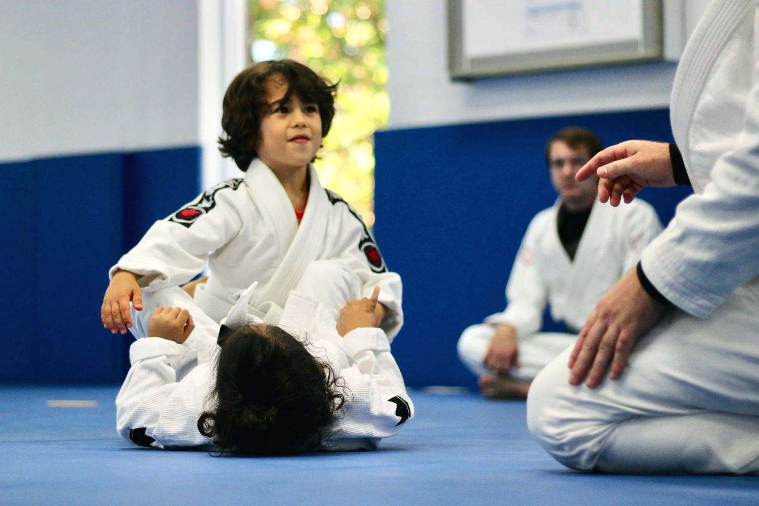 A child watching a Jiu-Jitsu demonstration