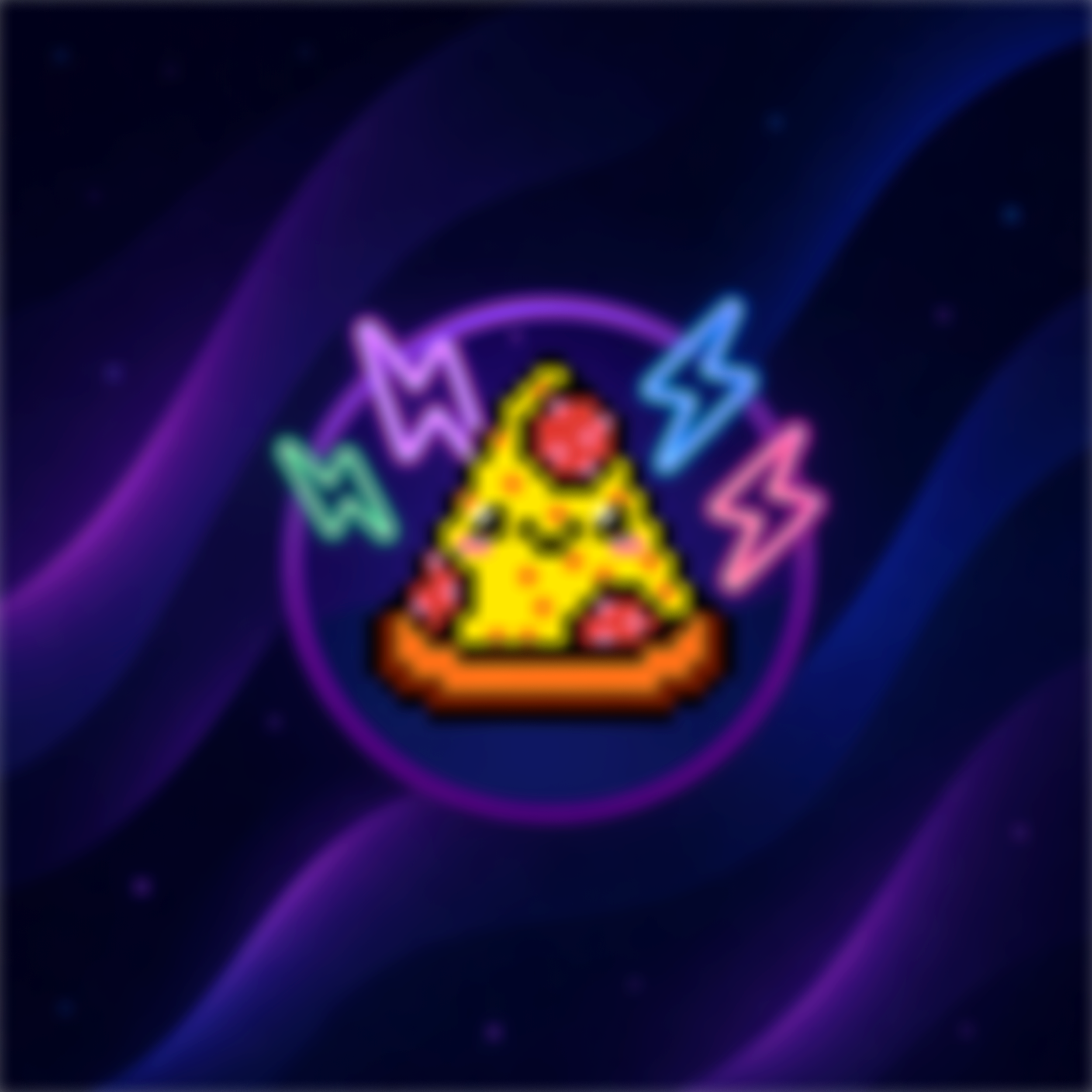 Blurred colorful neon lights on a dark background.