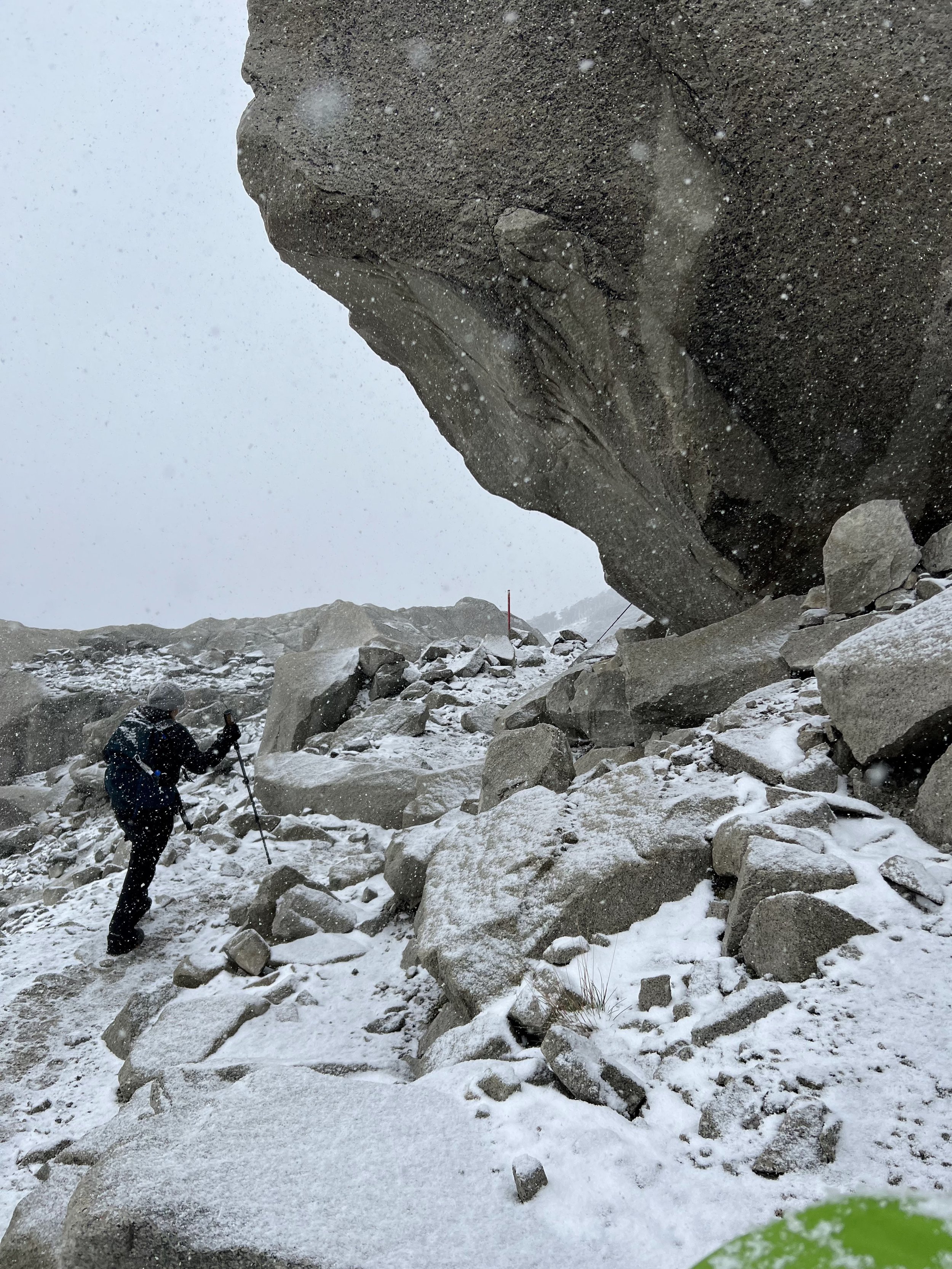 Snow and boulders