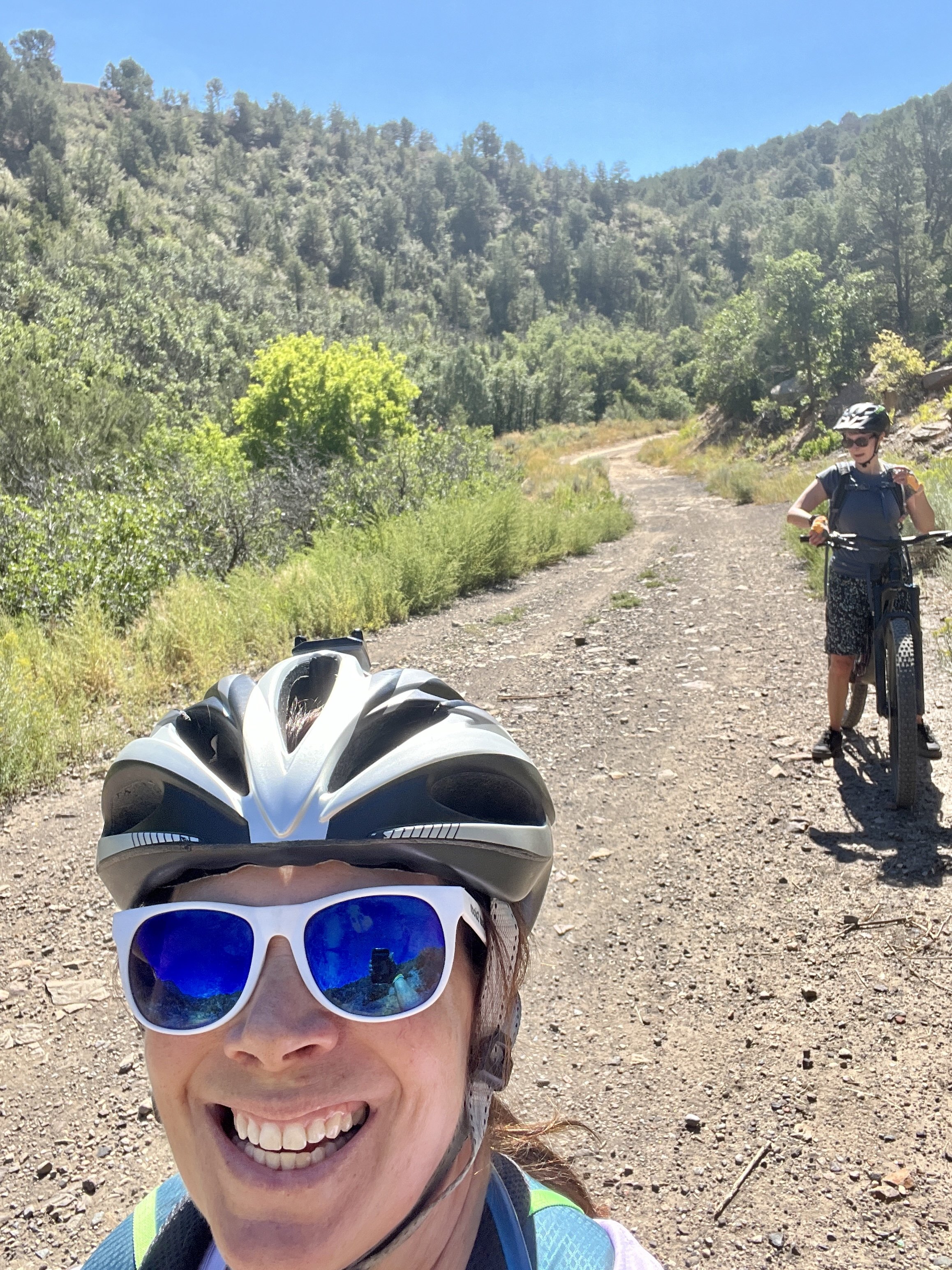 Mountain biking with neighbor, Emily