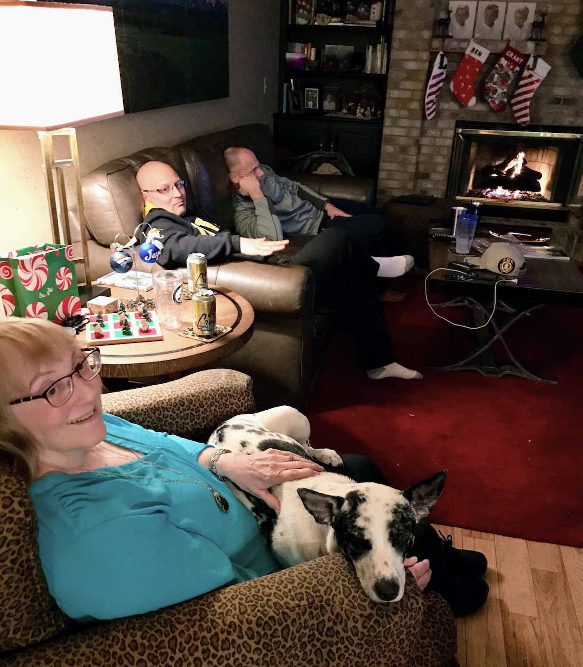 2017 - Christmas with Zach's dog, Luna, on Joan's lap