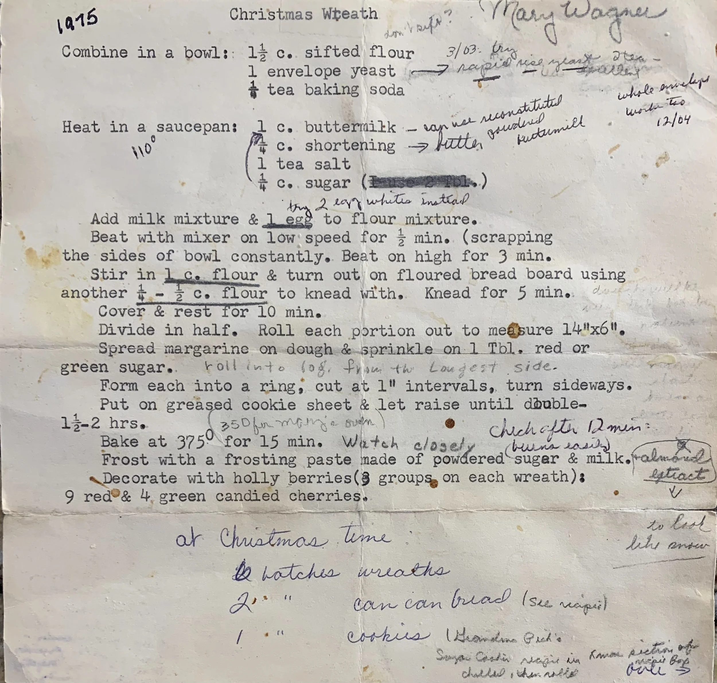 Recipe with notes