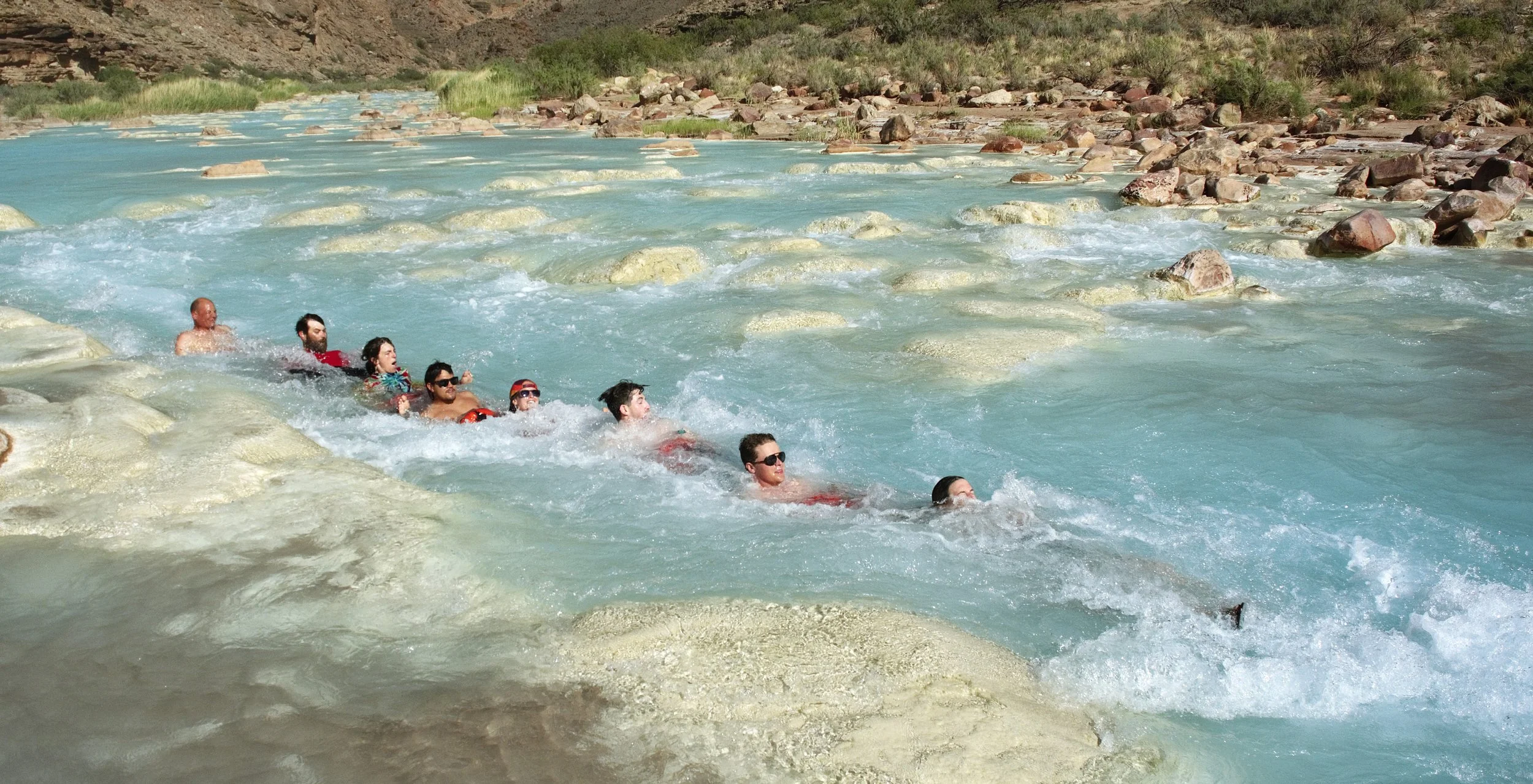 The train takes on the rapids