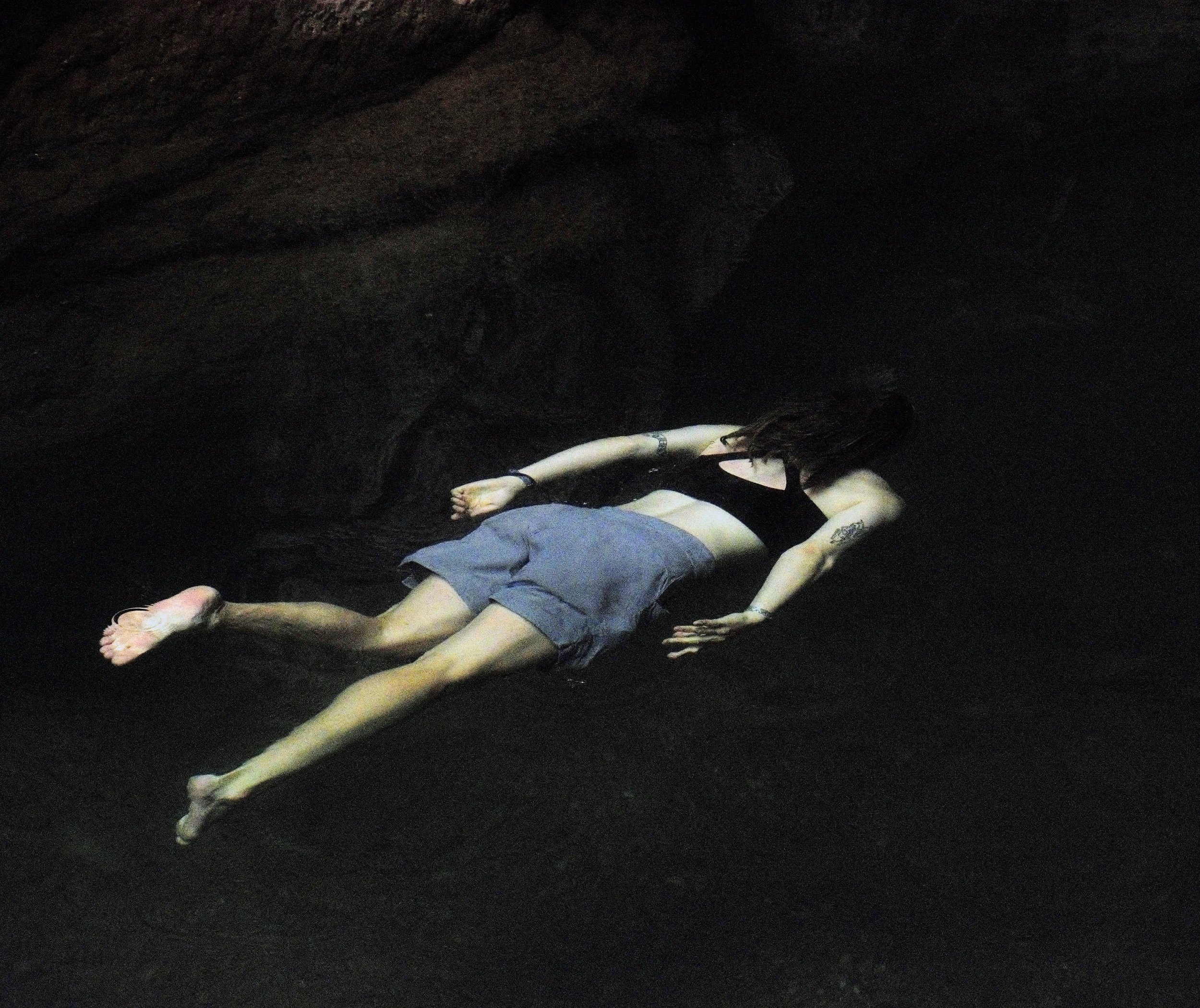 Bec taking a swim