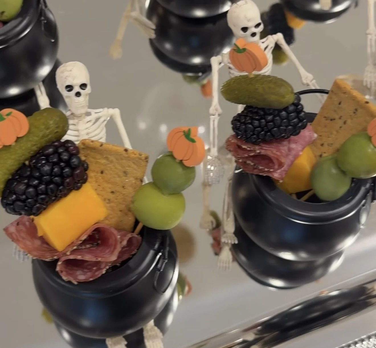 Mini Cauldron Charcuterie Cup w/skeleton each