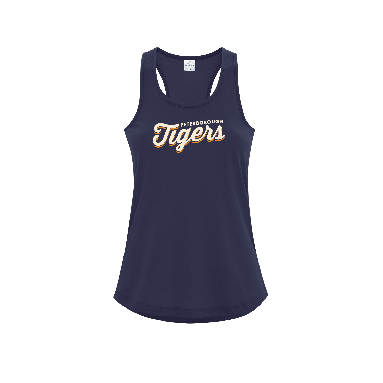 PRO SPUN TANK FRONT - TIGERS SCRIPT (NAVY).png