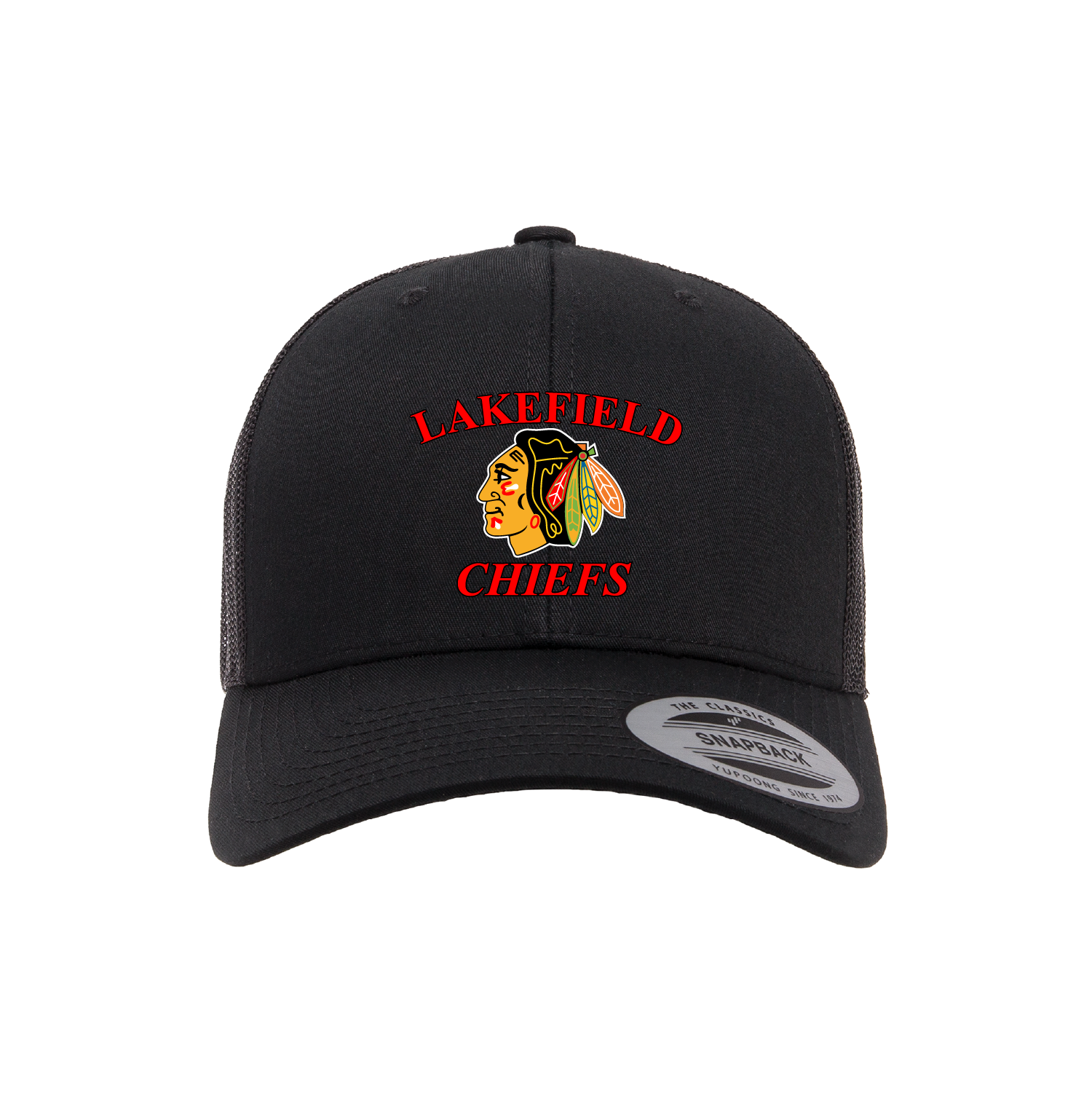 LAKEFIELD CHIEFS RETRO TRUCKER MESH SNAPBACK (BLACK / BLACK)