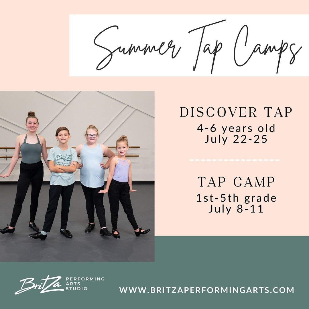 Our Summer tap camps are filling up so don&rsquo;t miss out by waiting to register for the July sessions! Our June tap camp sessions are already full, but you can join the waitlist. 

Looking for more personalized instruction? Check out our tap priva