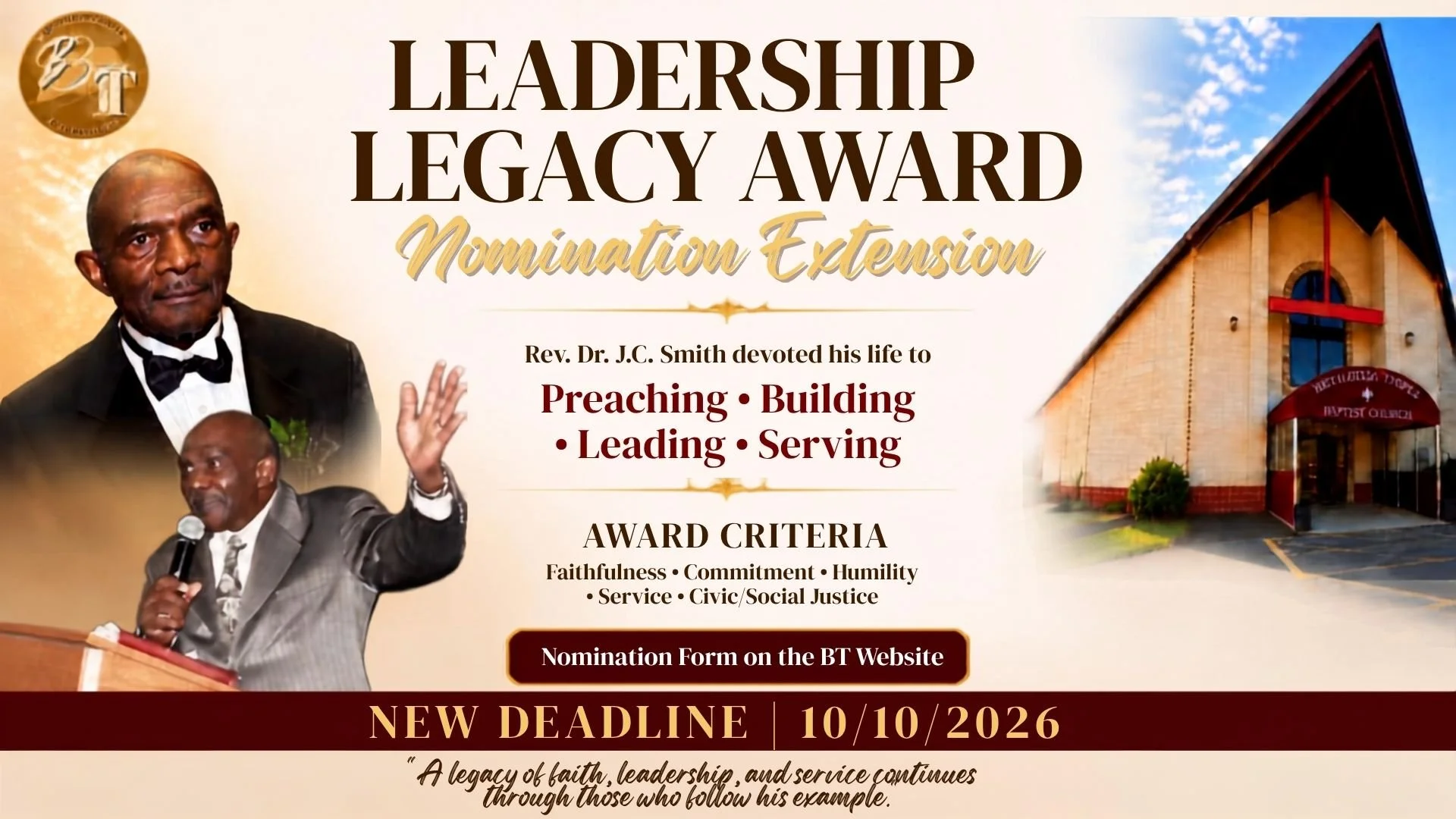 Rev Dr J.C. Smith Leadership Legacy Award