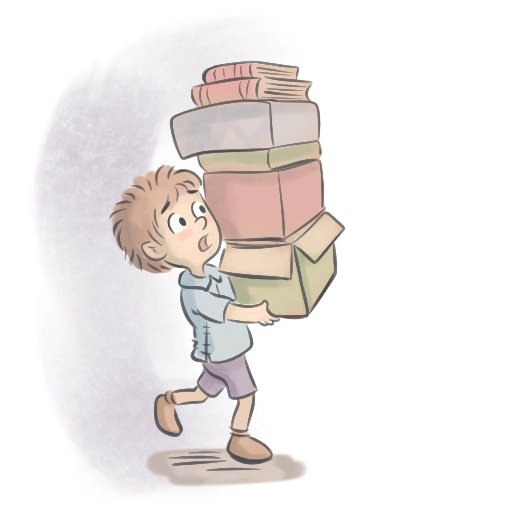 Boy with boxes