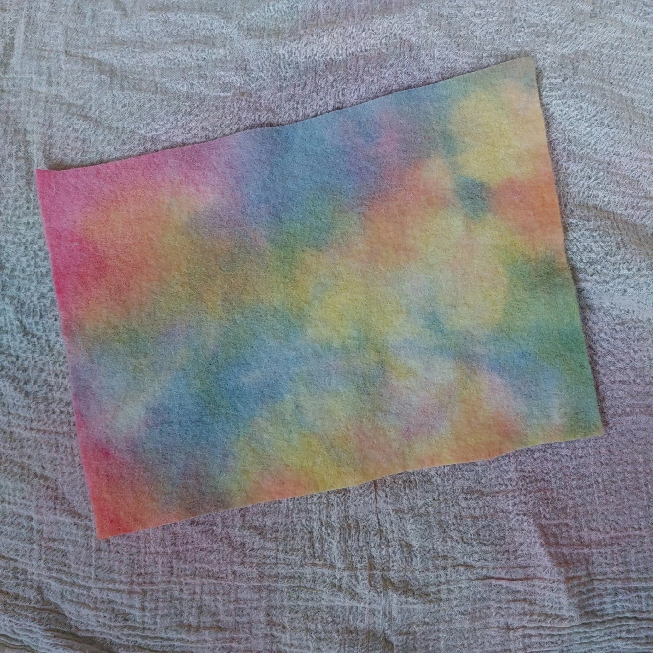 Hand Dyed Wool Felt - Rainbow Burst