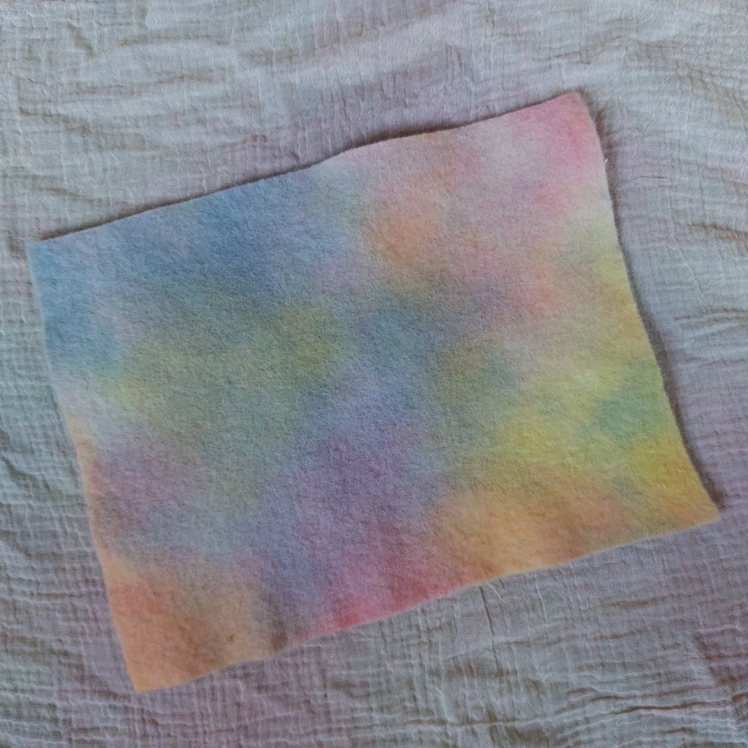 Hand Dyed Wool Felt - soft rainbow