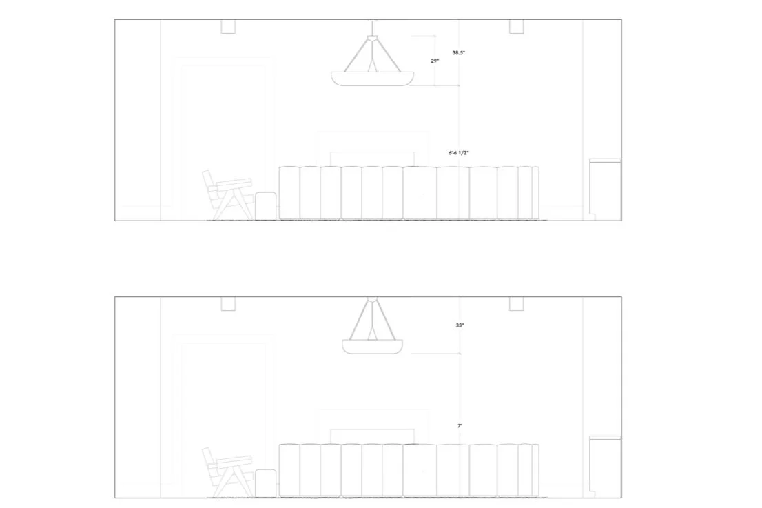 Living Room Pendant Design Development Drawings by Lauren Baker