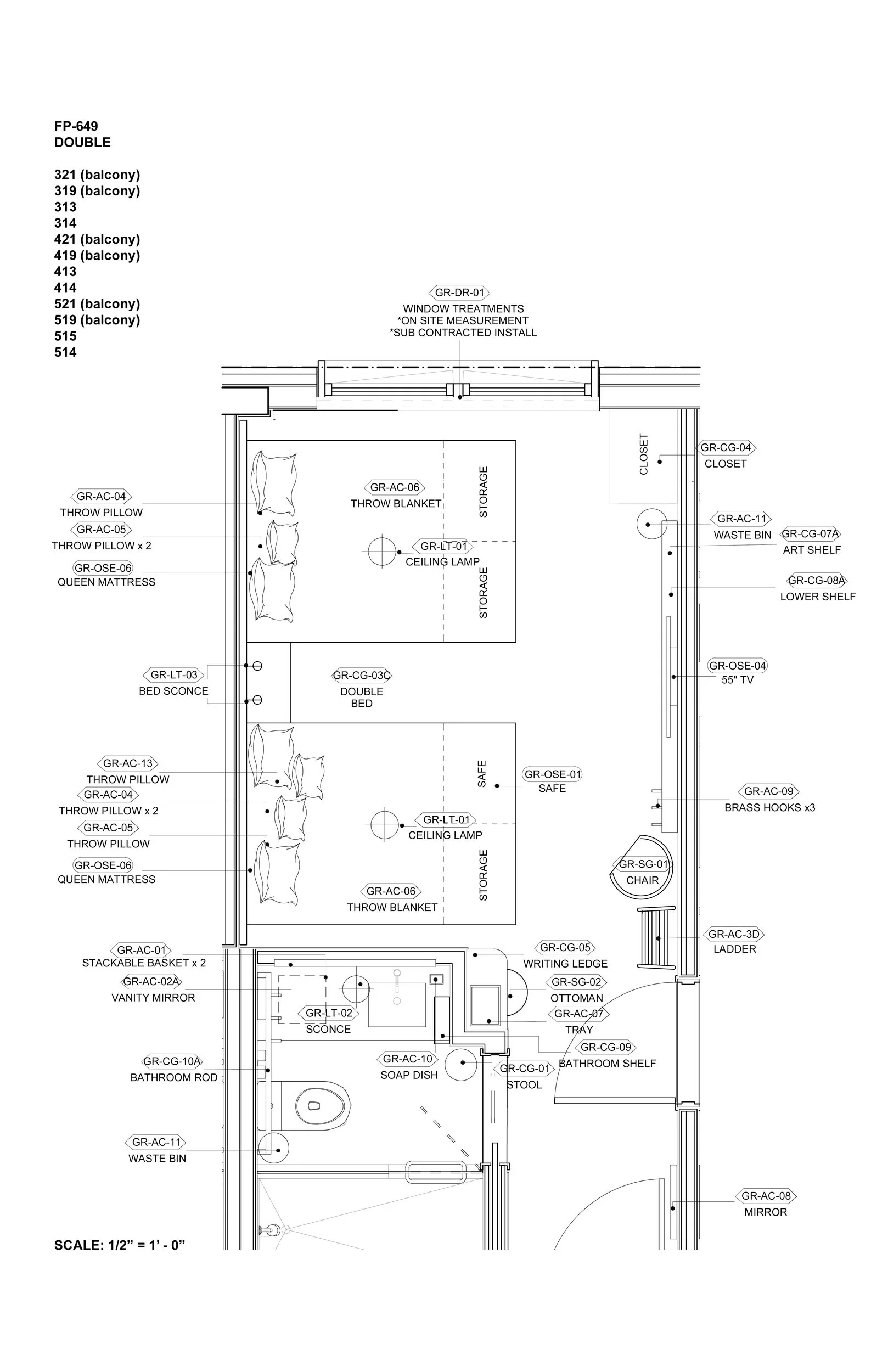 Tagged Double Guest Room Plan by Lauren Baker