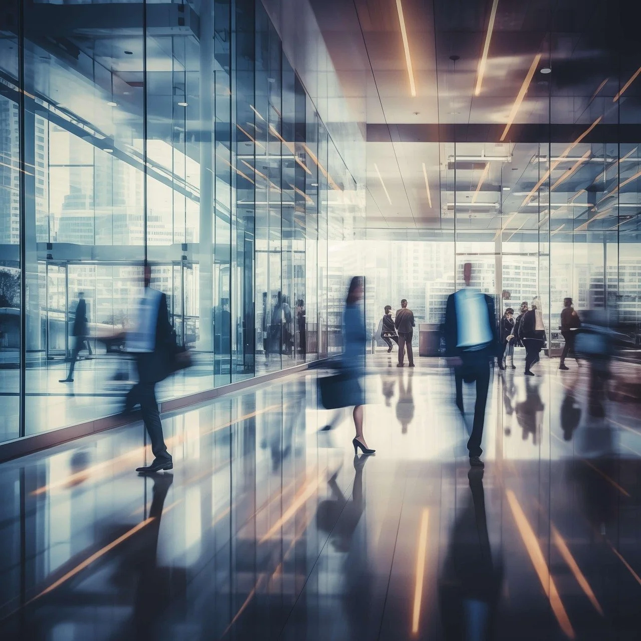 People rushing in the office. Barely can find time to talk about career opportunities.