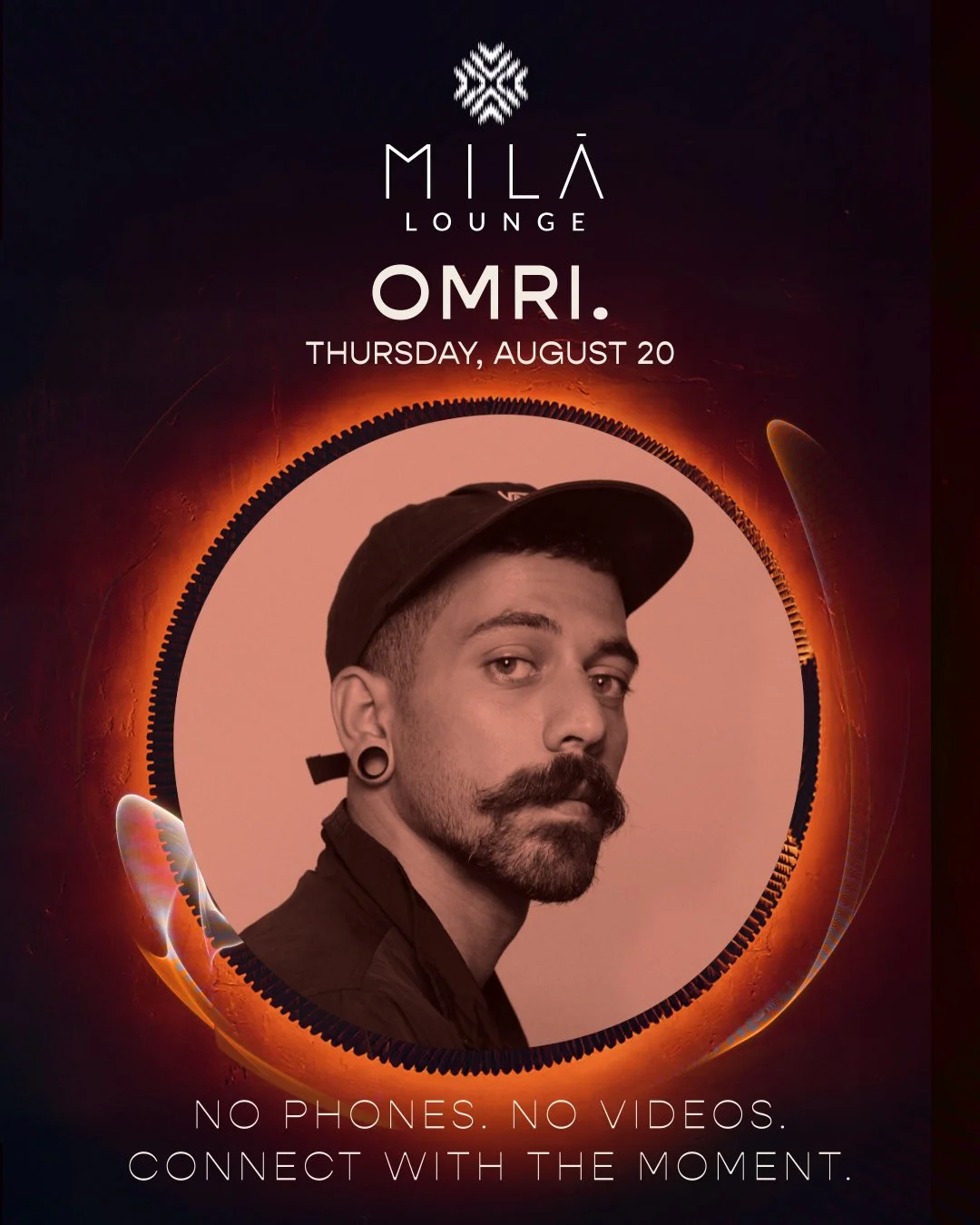 Omri no phone night flyer for MILA Lounge on August 20.