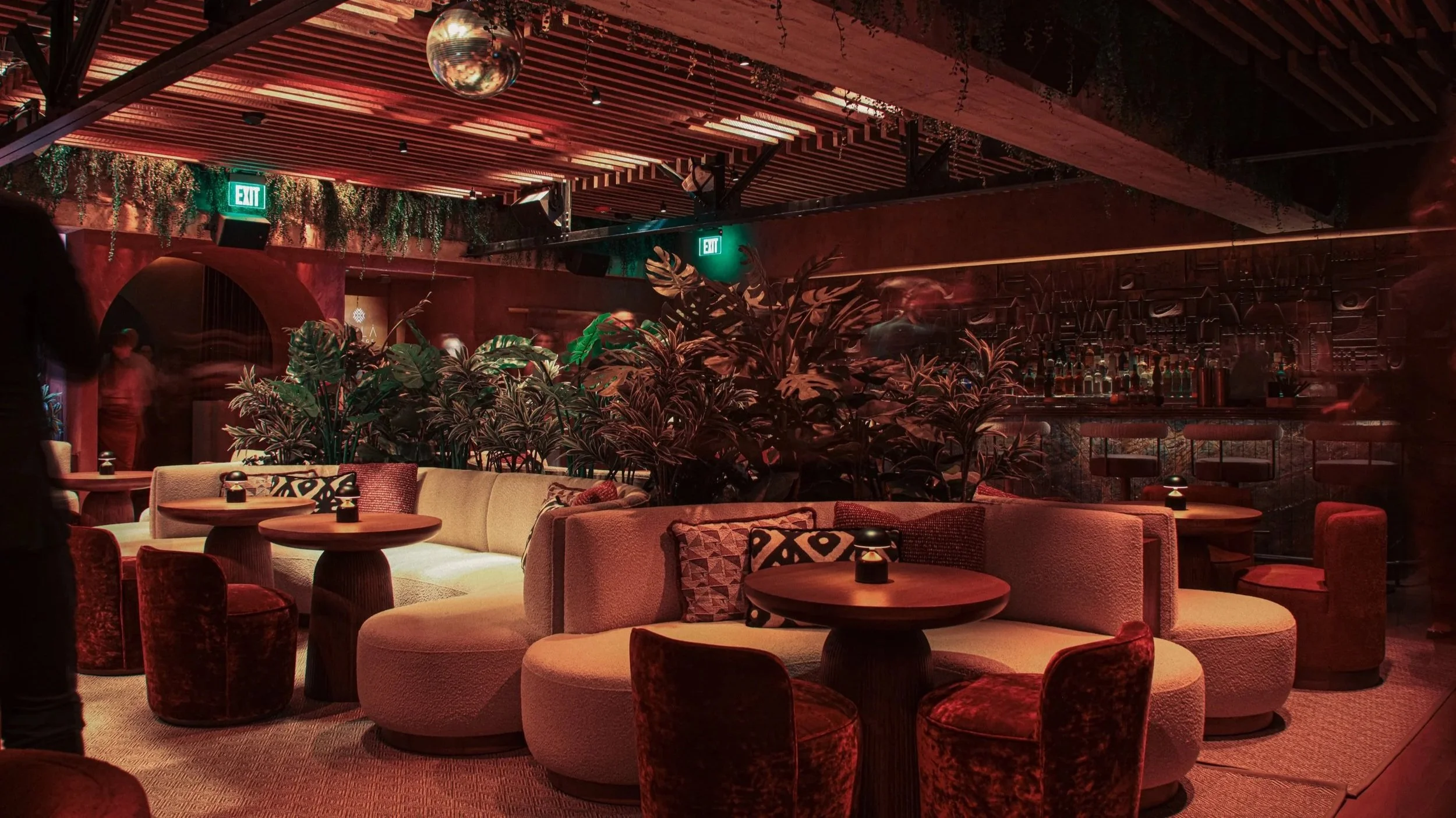 MILA Lounge interior at night.