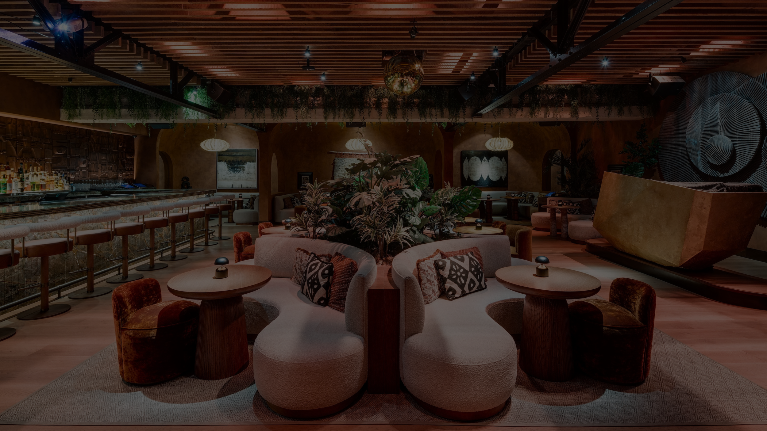 Setting of MILA lounge, with comfortable chairs.