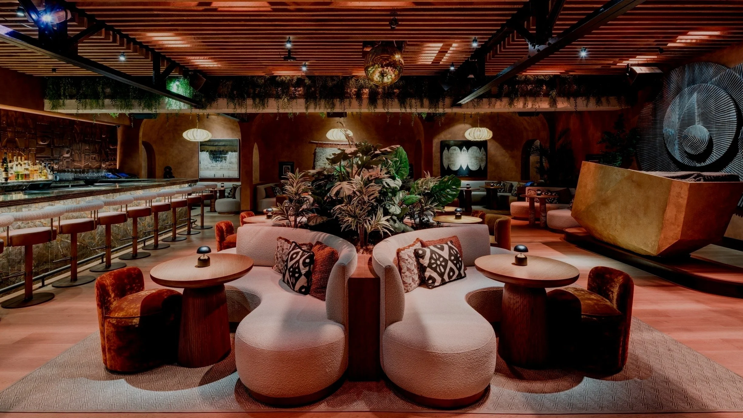 A lounge inspired by African tribes and the design of the mother continent, located at MILA Lounge.