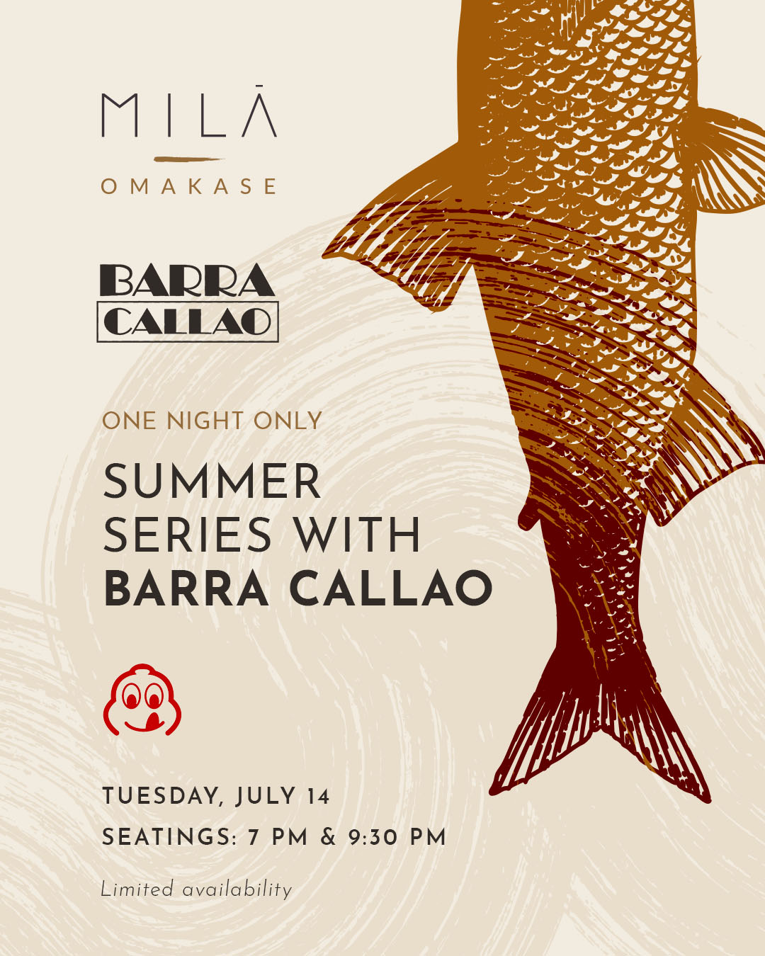 Flyer for MILA Omakase and Barra Callao Collaboration.