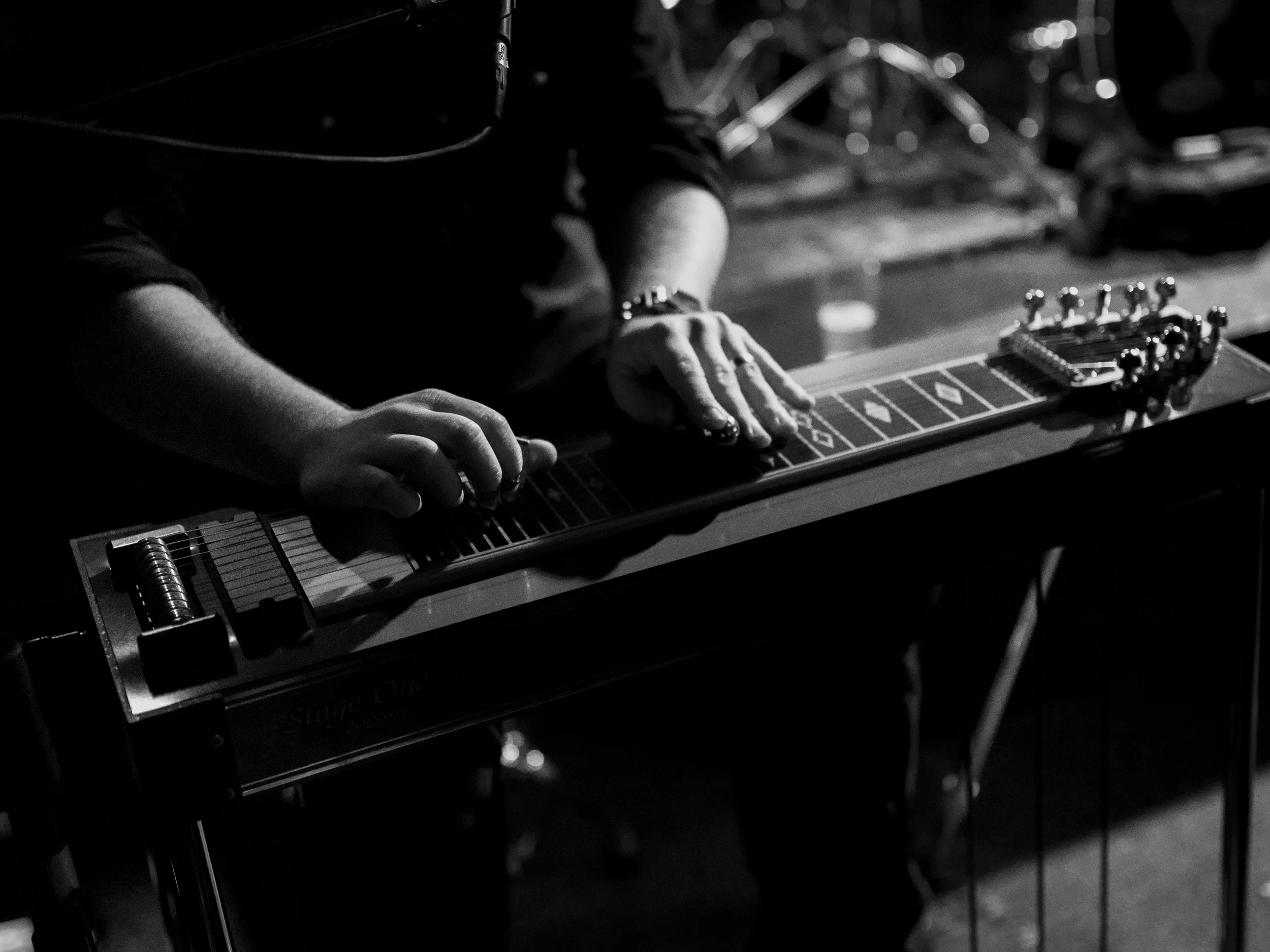 Playing pedal steel guitar live at The Duke in Sydney in 2025 with Liam Whelan and The Haymakers