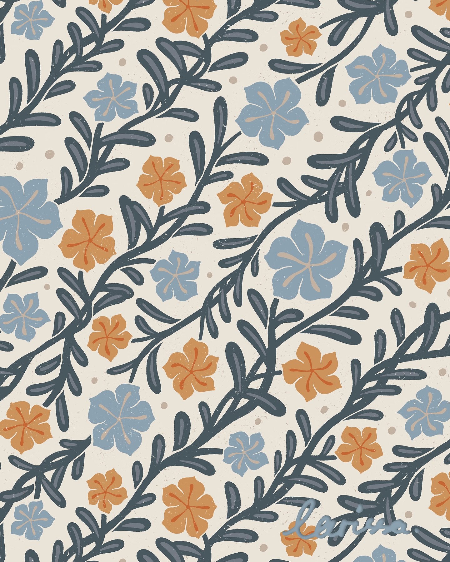 Following my last post about striped patterns, I created this floral pattern in a diagonal striped layout in Procreate. This is part of my Exploring Pattern Layouts Series where we look at some common pattern layouts and learn to create a pattern in 