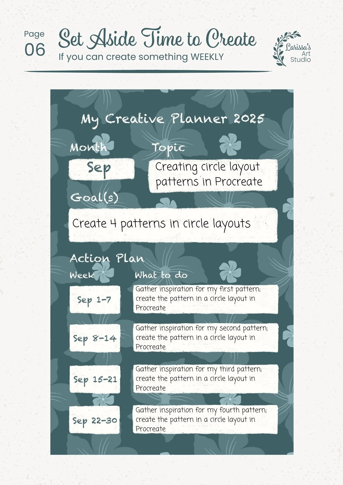 Sep 25 - Creative Guide - Pattern Layout: Circles - Weekly Schedule