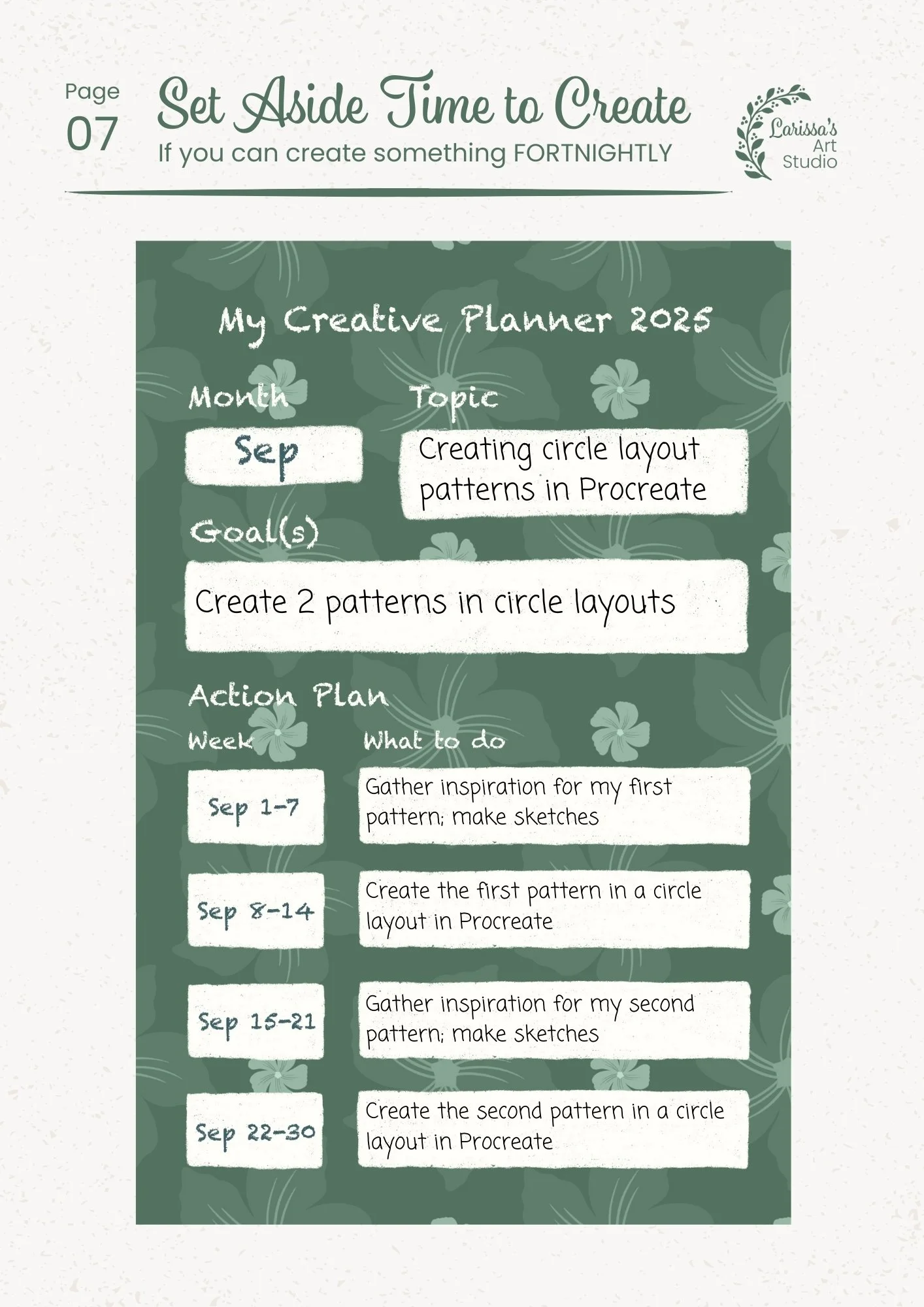 Sep 25 - Creative Guide - Pattern Layout: Circles - Fortnightly Schedule