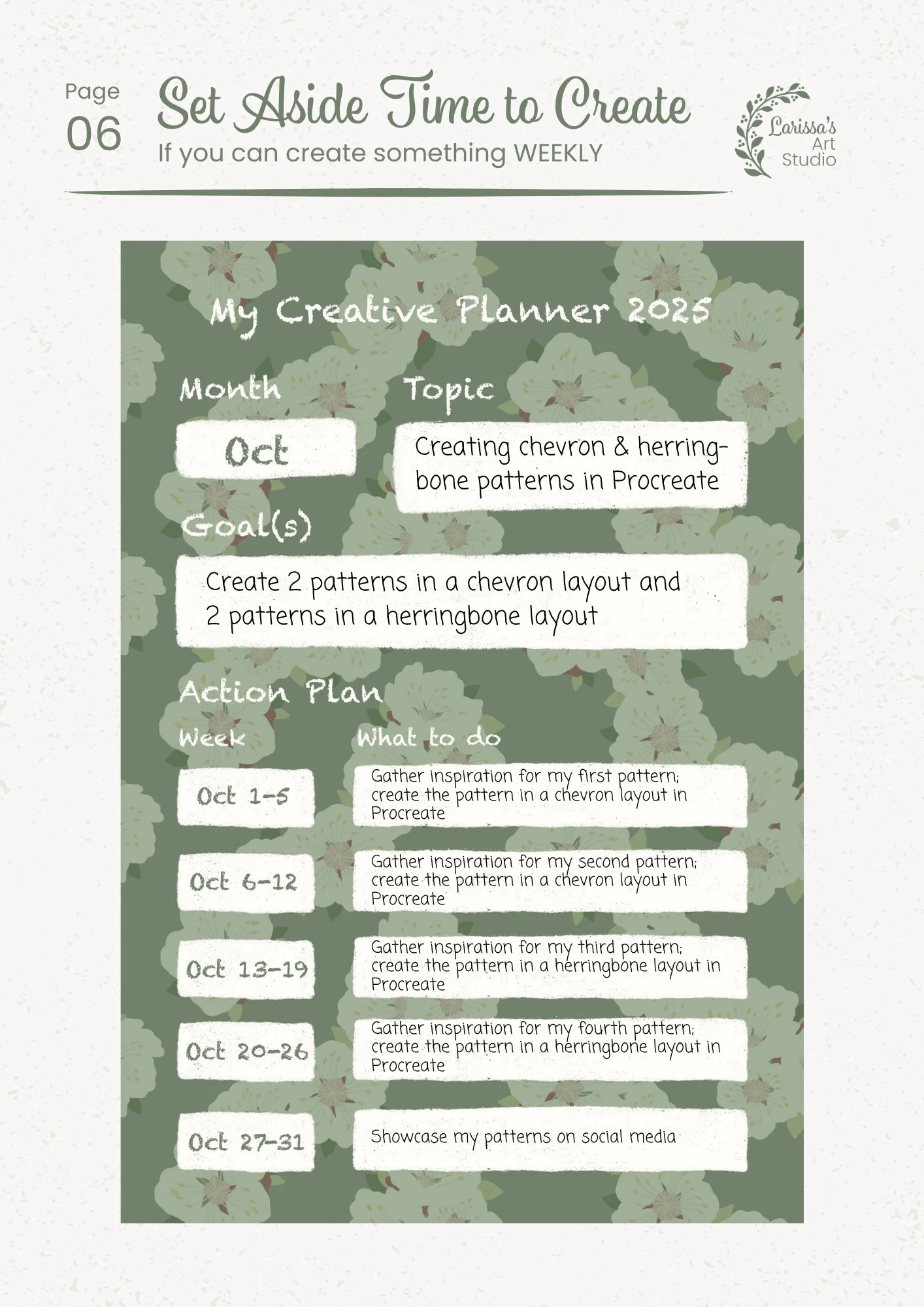 Oct 25 - Creative Guide - Pattern Layout: Chevrons &amp; Herringbones - Weekly Schedule