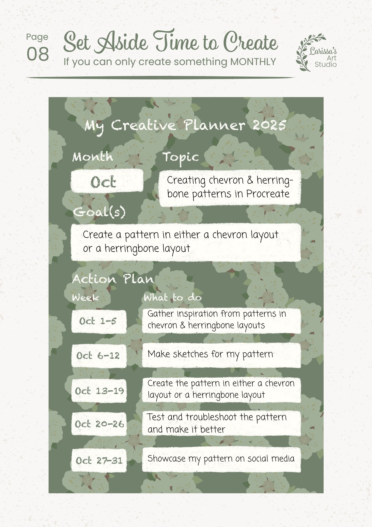 Oct 25 - Creative Guide - Pattern Layout: Chevrons &amp; Herringbones - Monthly Schedule