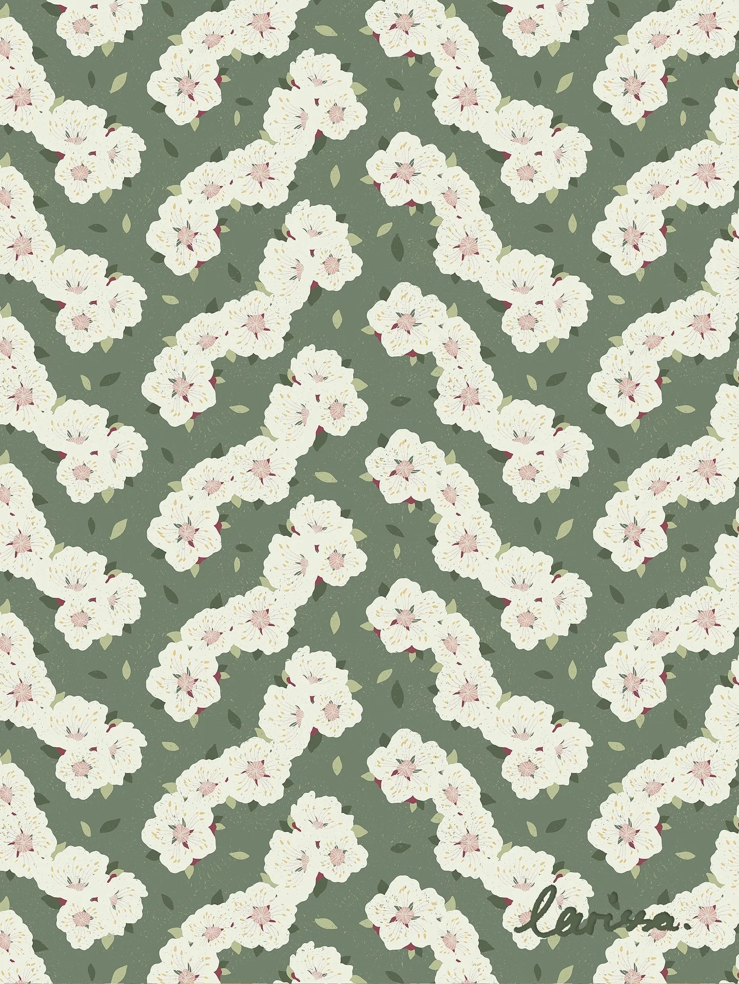Following my last post about chevron and herringbone patterns, I created this floral design in a herringbone structure in Procreate. This is part of my Exploring Pattern Layouts Series where we look at some common pattern layouts and learn to create