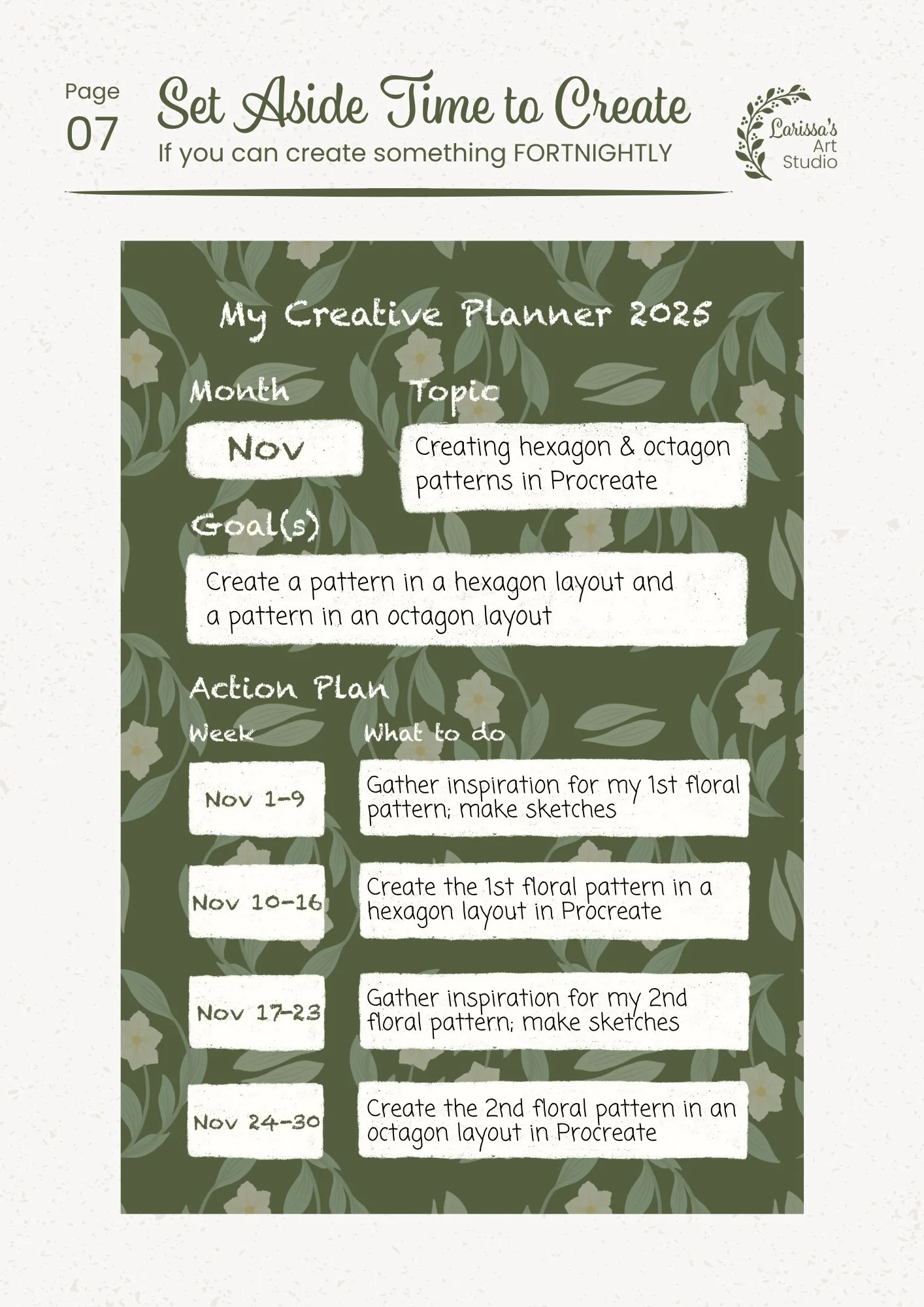 Nov 25 - Creative Guide - Pattern Layout: Hexagons &amp; Octagons - Fortnightly Schedule