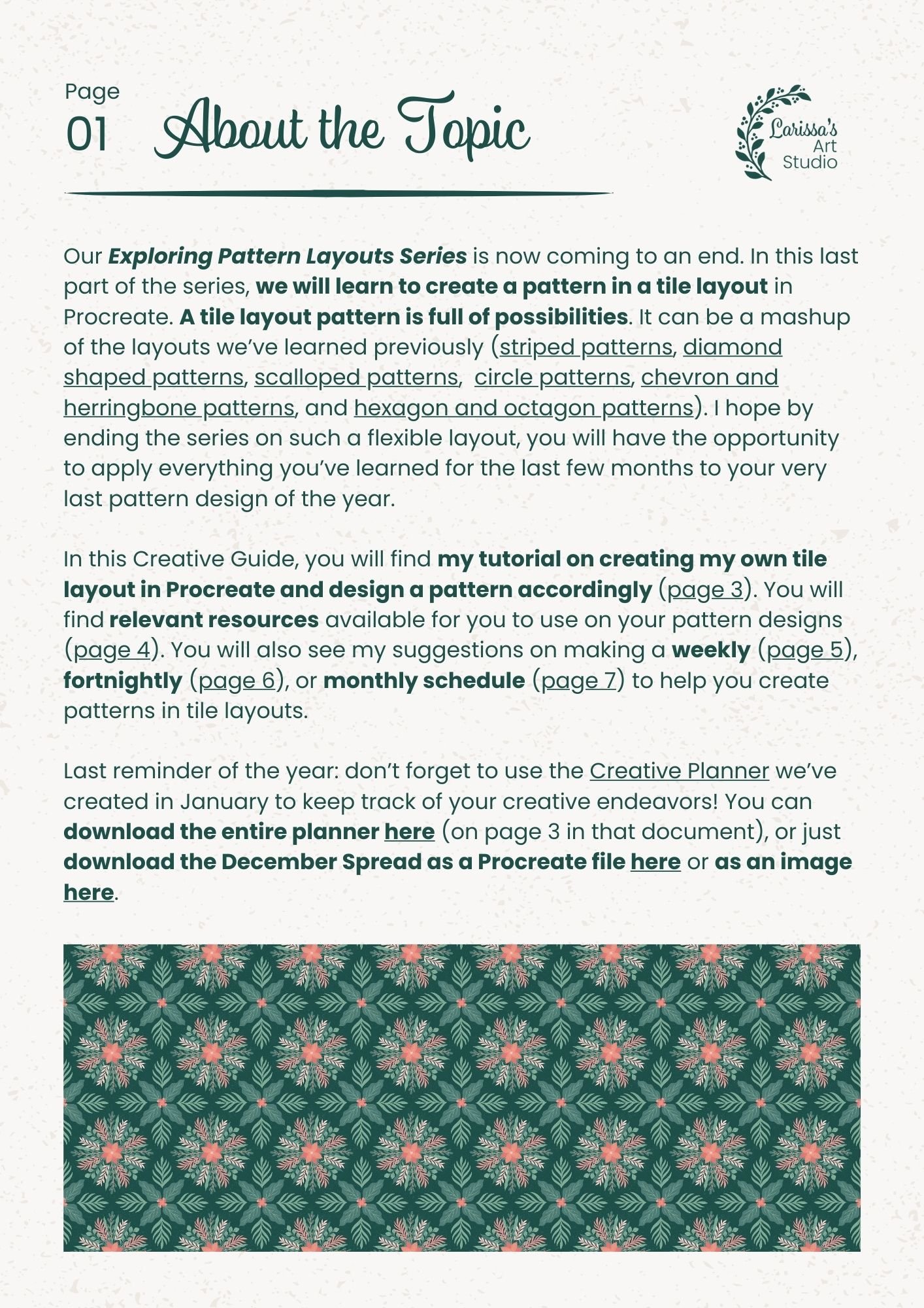 Dec 25 - Creative Guide - Pattern Layout: Tiles - Topic