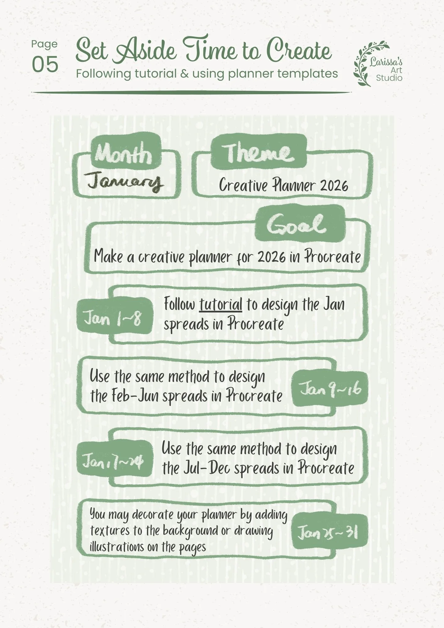 Jan 26 - Creative Guide - Creative Planner 2026 - Follow Tutorial Schedule
