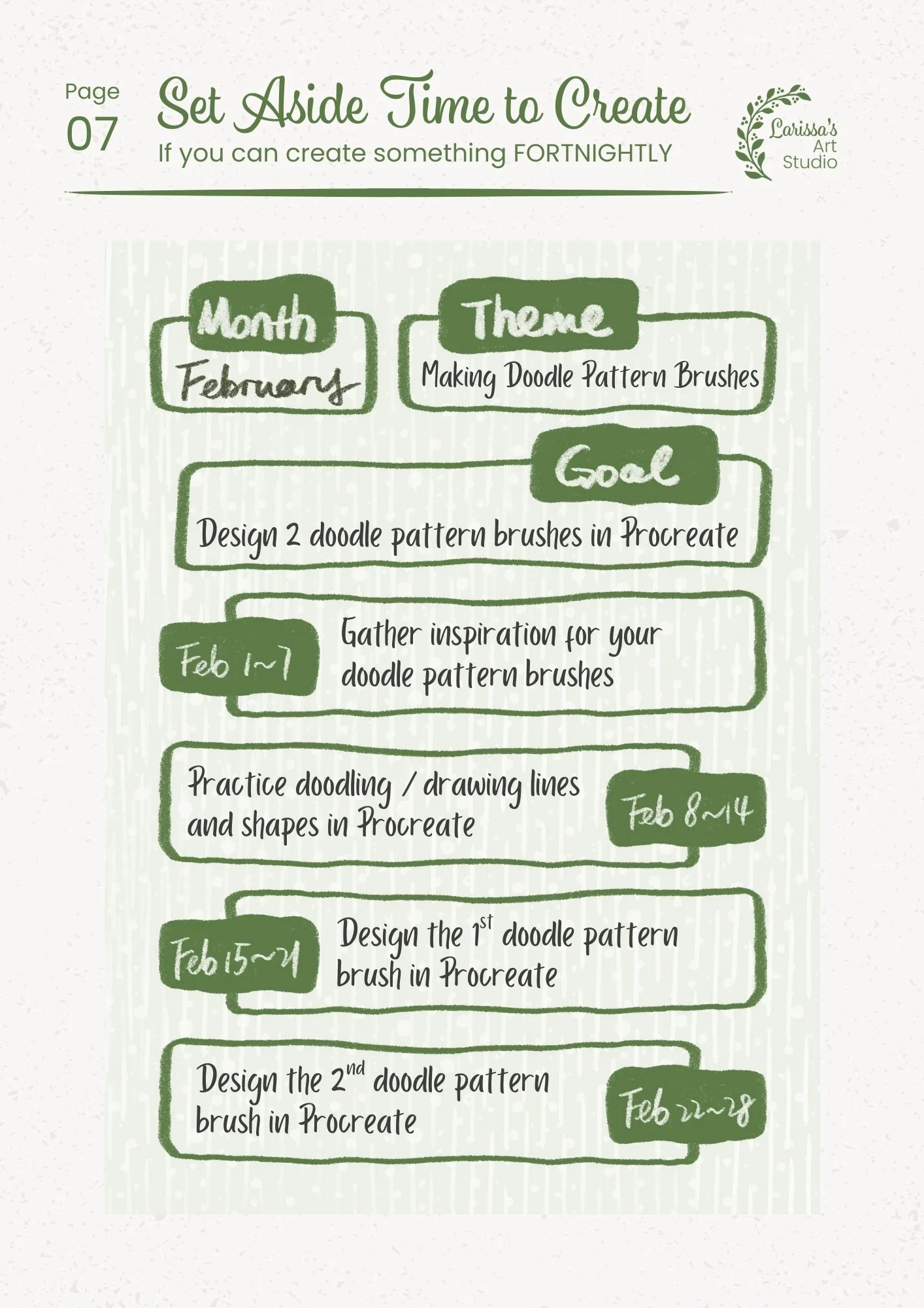 Feb 26 - Creative Guide - Making Doodle Pattern Brushes - Creative Practice Fortnightly Schedule