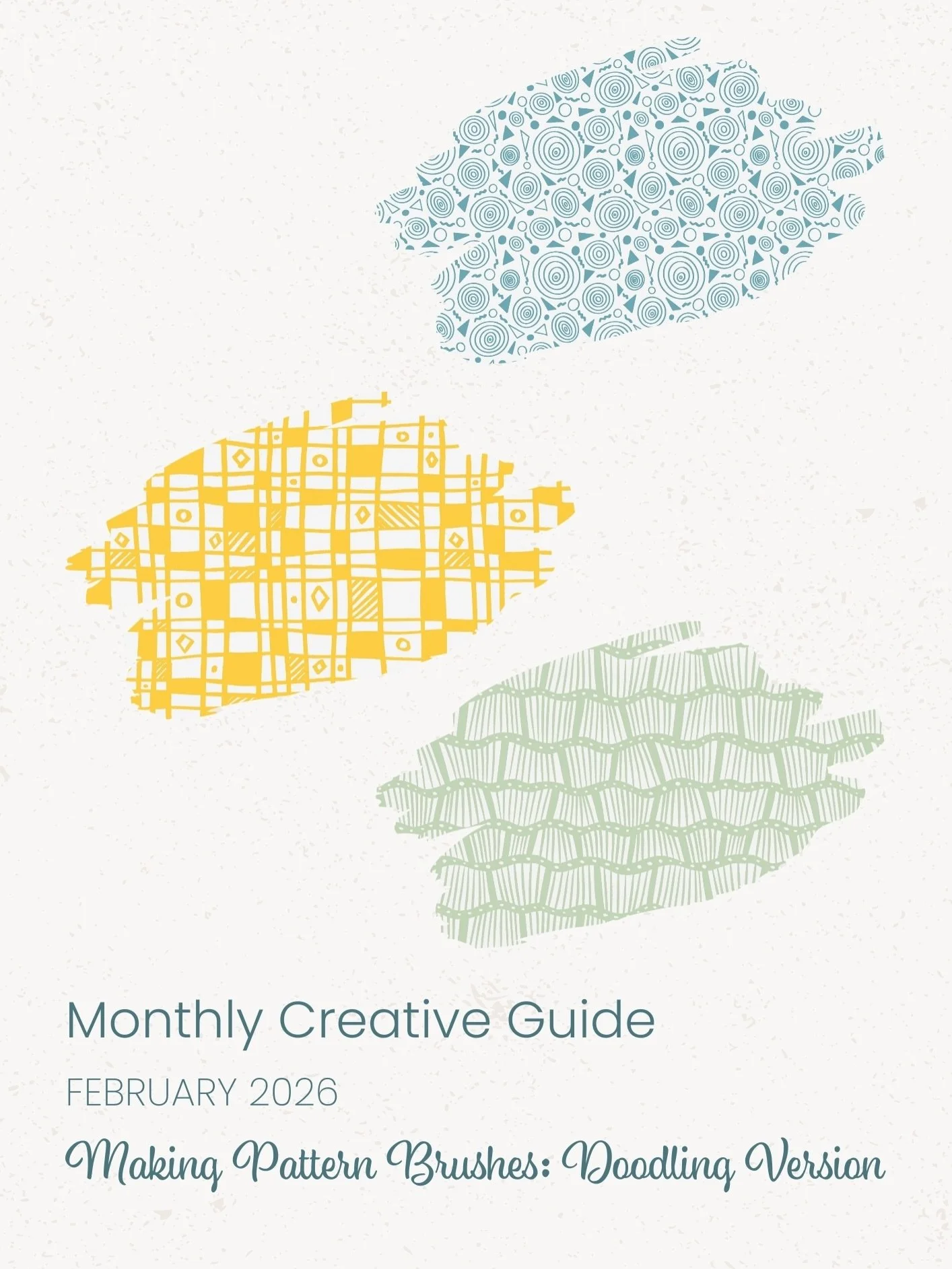 My February 2026 Creative Guide is here, all about making doodle pattern brushes in Procreate. You will see my tutorial in the Guide showing you how I made a pattern brush by doodling lines and shapes from start to finish. You can also download my pa