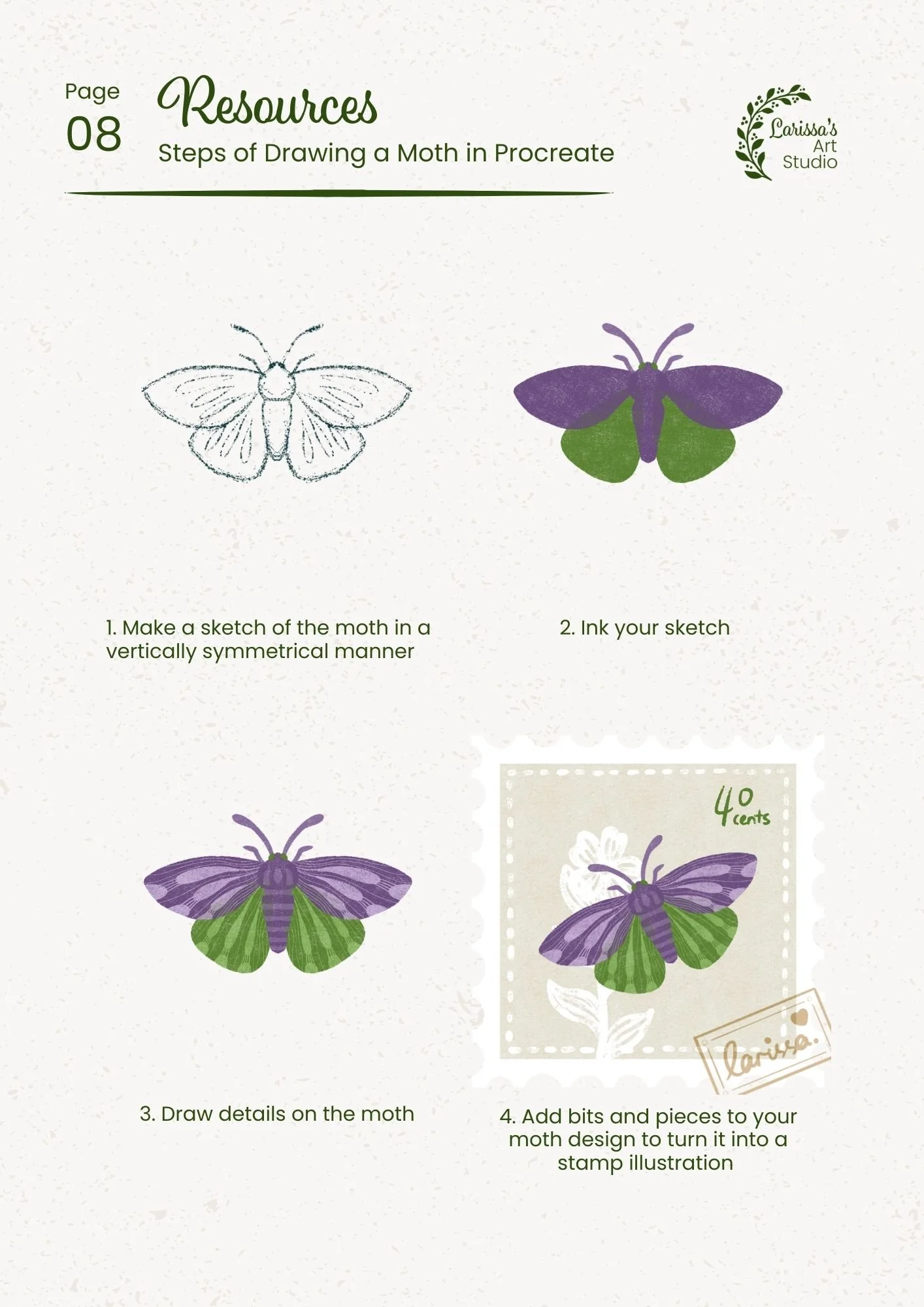Mar 26 - Creative Guide - Nature Inspired Stamp Collection - Steps of Moth Drawing