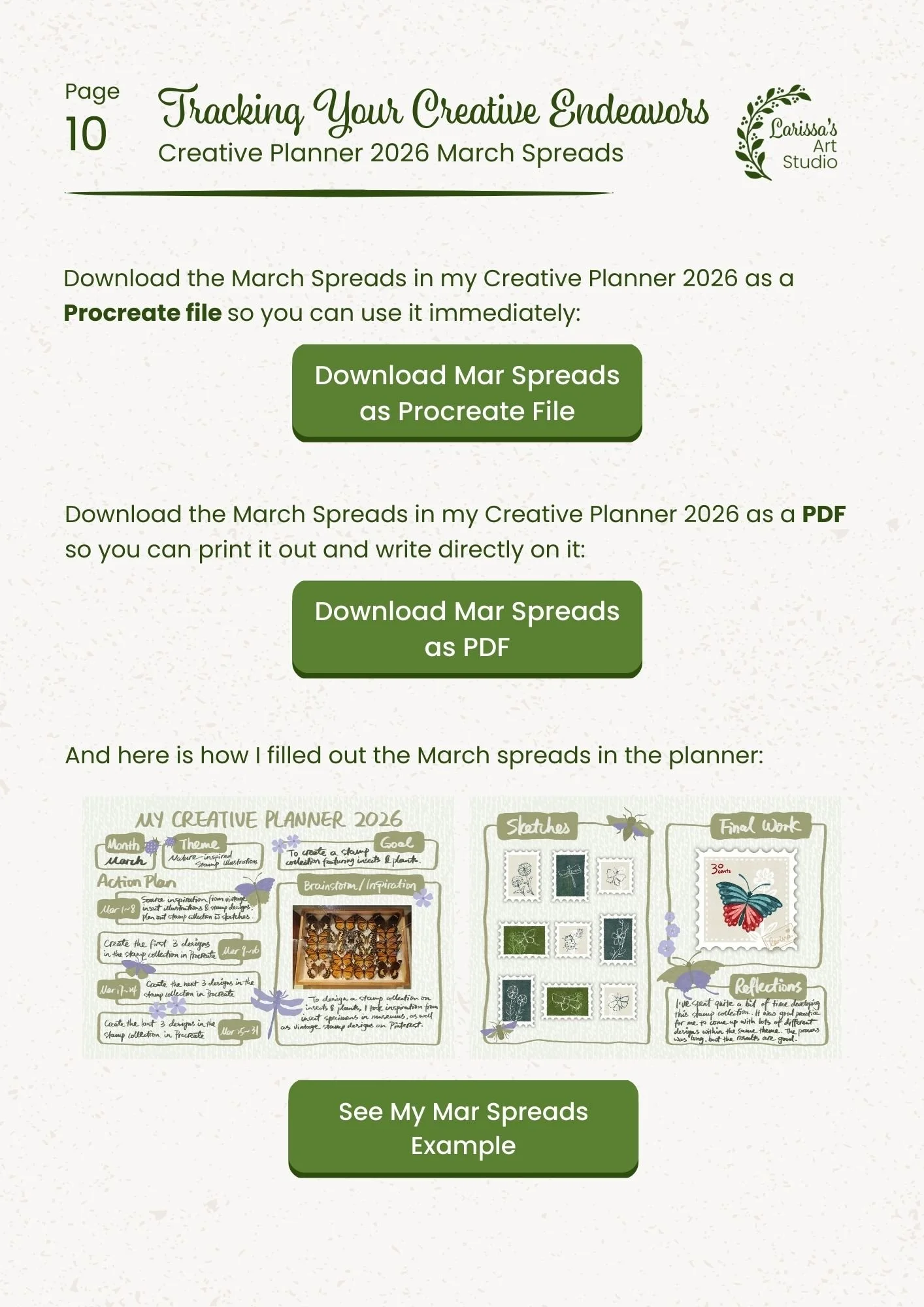 Mar 26 - Creative Guide - Nature Inspired Stamp Collection - Tracking Effort Mar Spreads