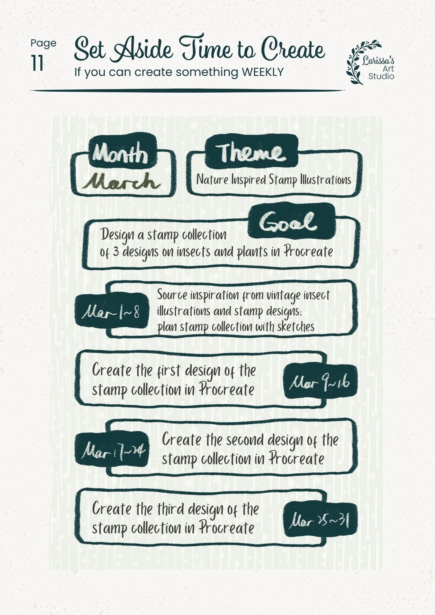 Mar 26 - Creative Guide - Nature Inspired Stamp Collection - Weekly Schedule