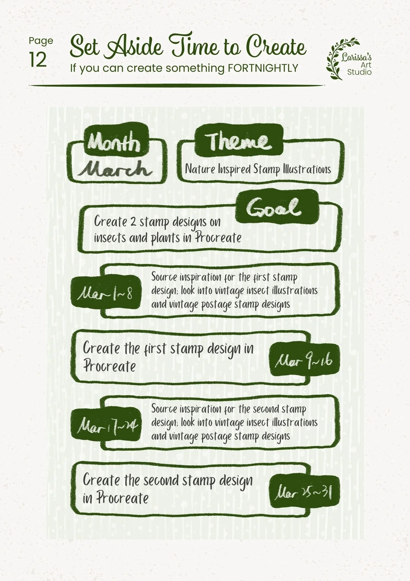 Mar 26 - Creative Guide - Nature Inspired Stamp Collection - Fortnightly Schedule Schedule