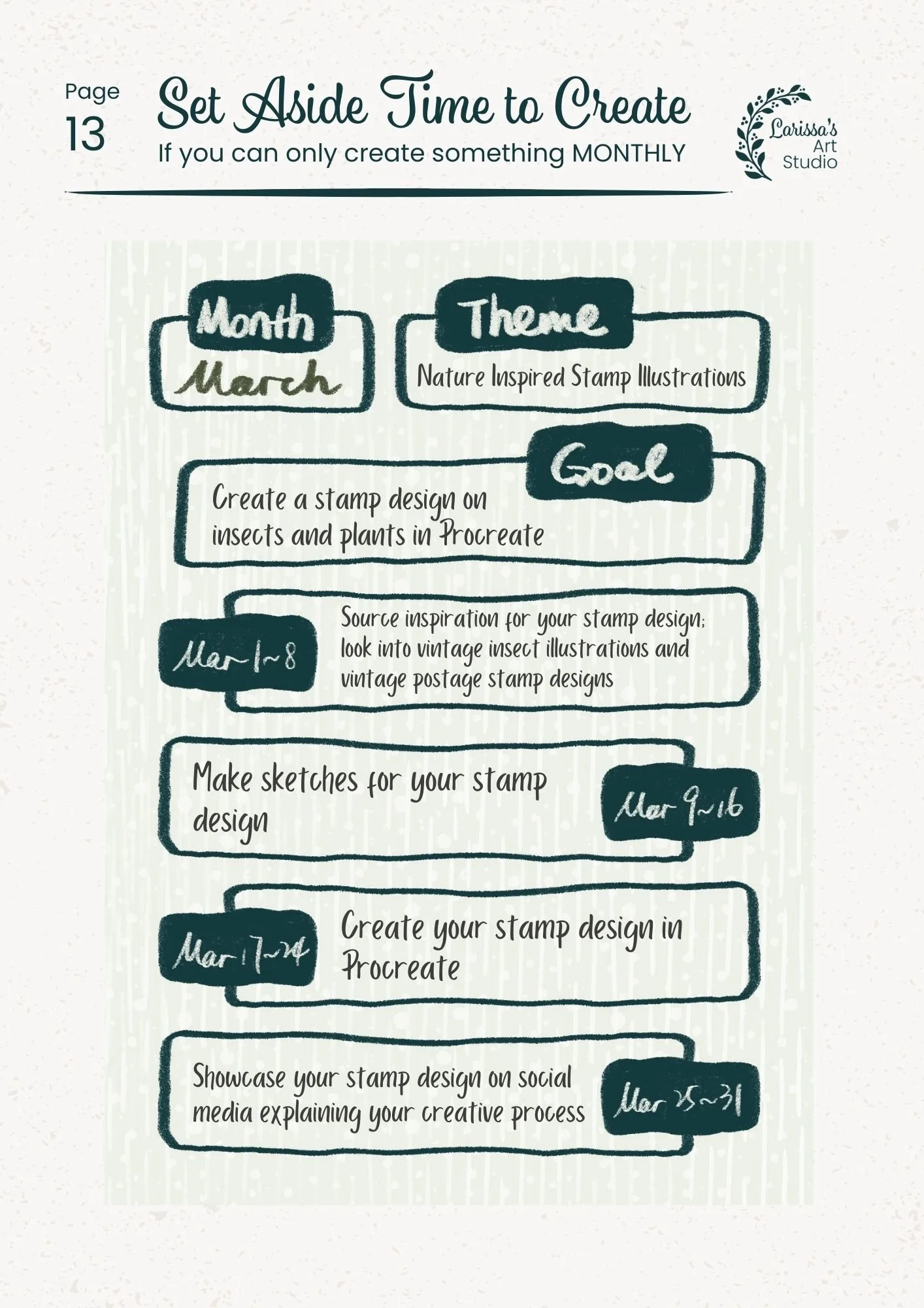 Mar 26 - Creative Guide - Nature Inspired Stamp Collection - Monthly Schedule