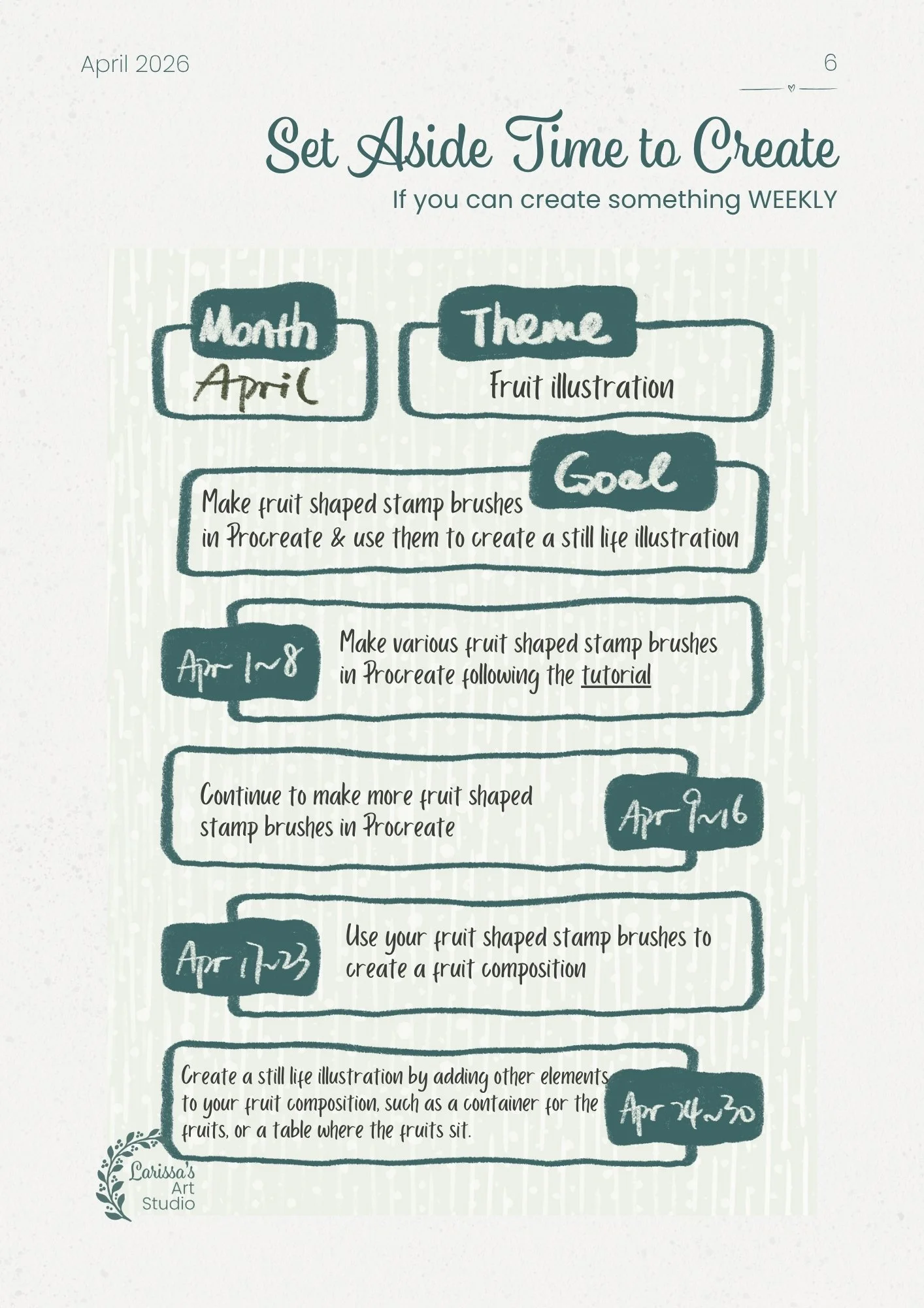 Apr 26 - Creative Guide - Fruit Illustration Art Print - Weekly Plan