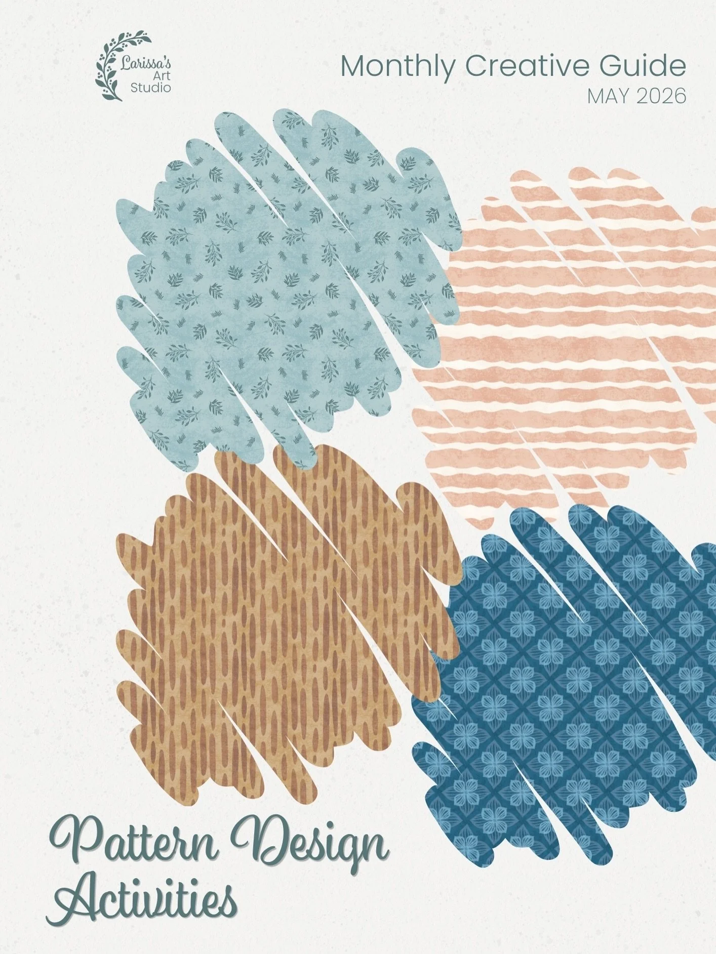 Following my recent pattern designs in my last few posts, my May 2026 Creative Guide is about these pattern design activities: making a tossed pattern, a striped pattern, a diamond layout pattern, and a half drop pattern. You will find my tutorials i
