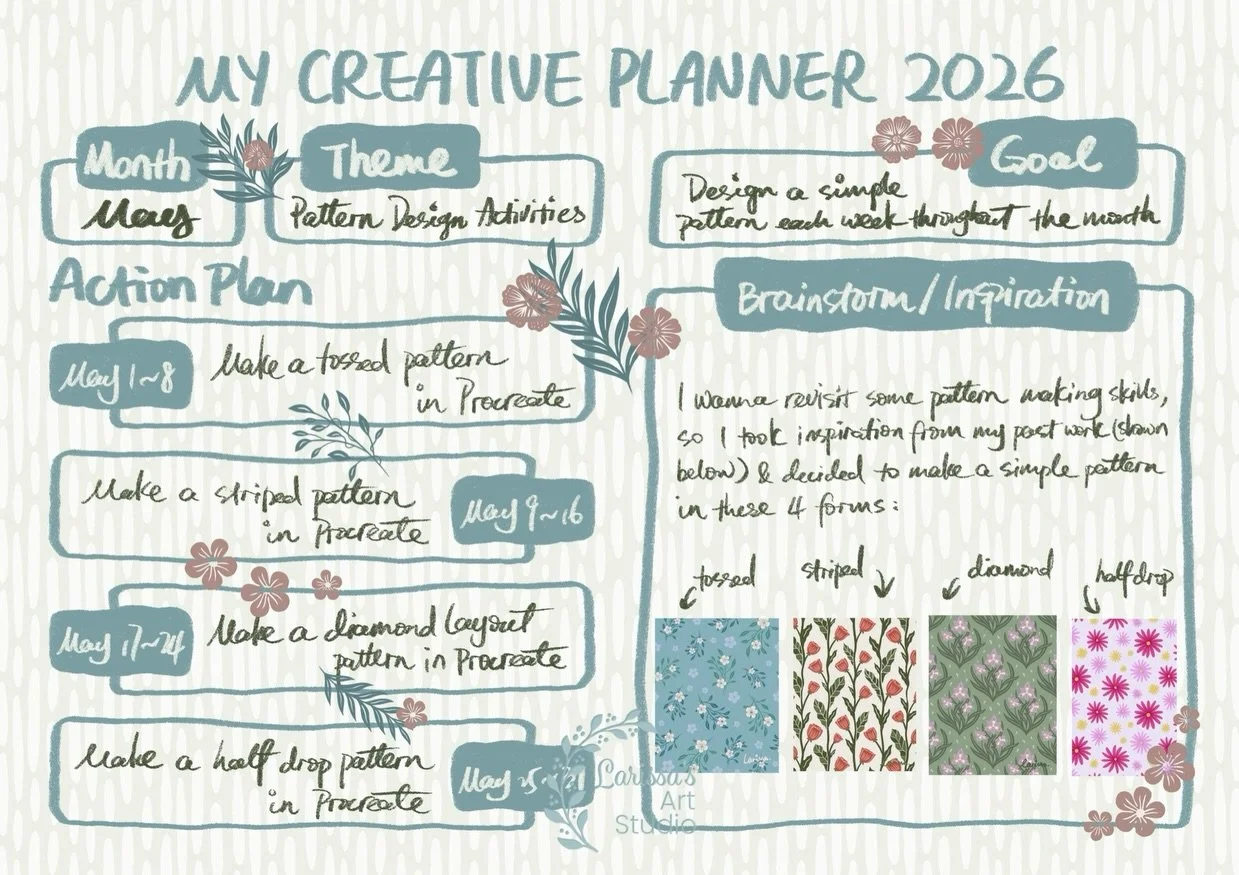 Filling out the May spreads in my creative planner.

Lots of pattern making lately, but they are all pretty simple comparing to my old designs. I realized I tend to make complex designs a lot, so it&rsquo;s good to make something simple for a change.