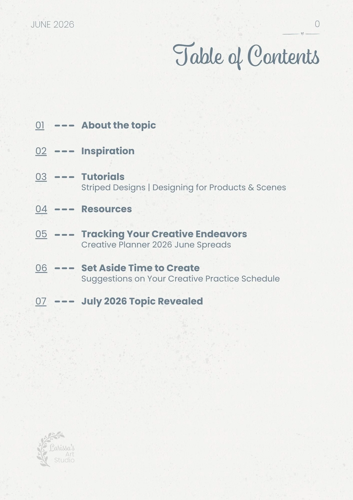 Jun 26 - Creative Guide - Striped Designs - Table of Contents