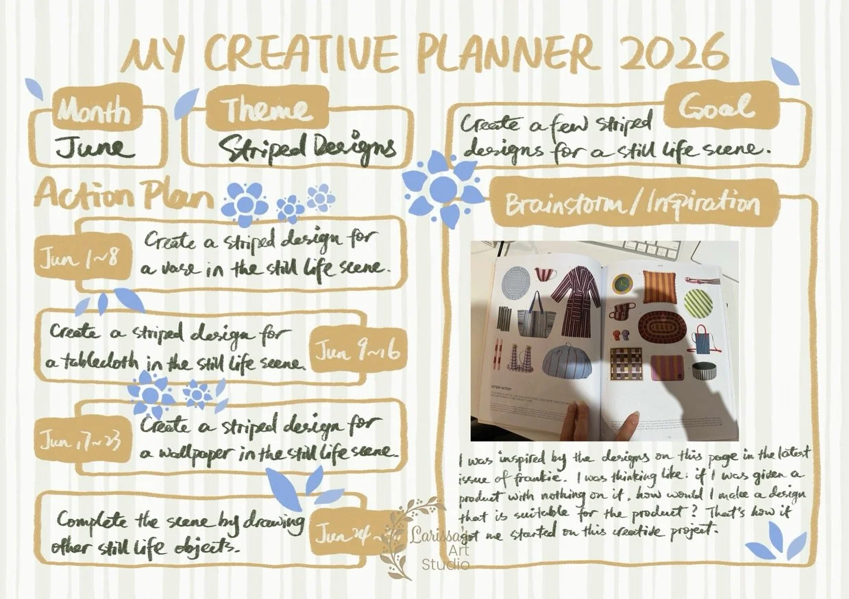 Filling out the June spreads in my creative planner.